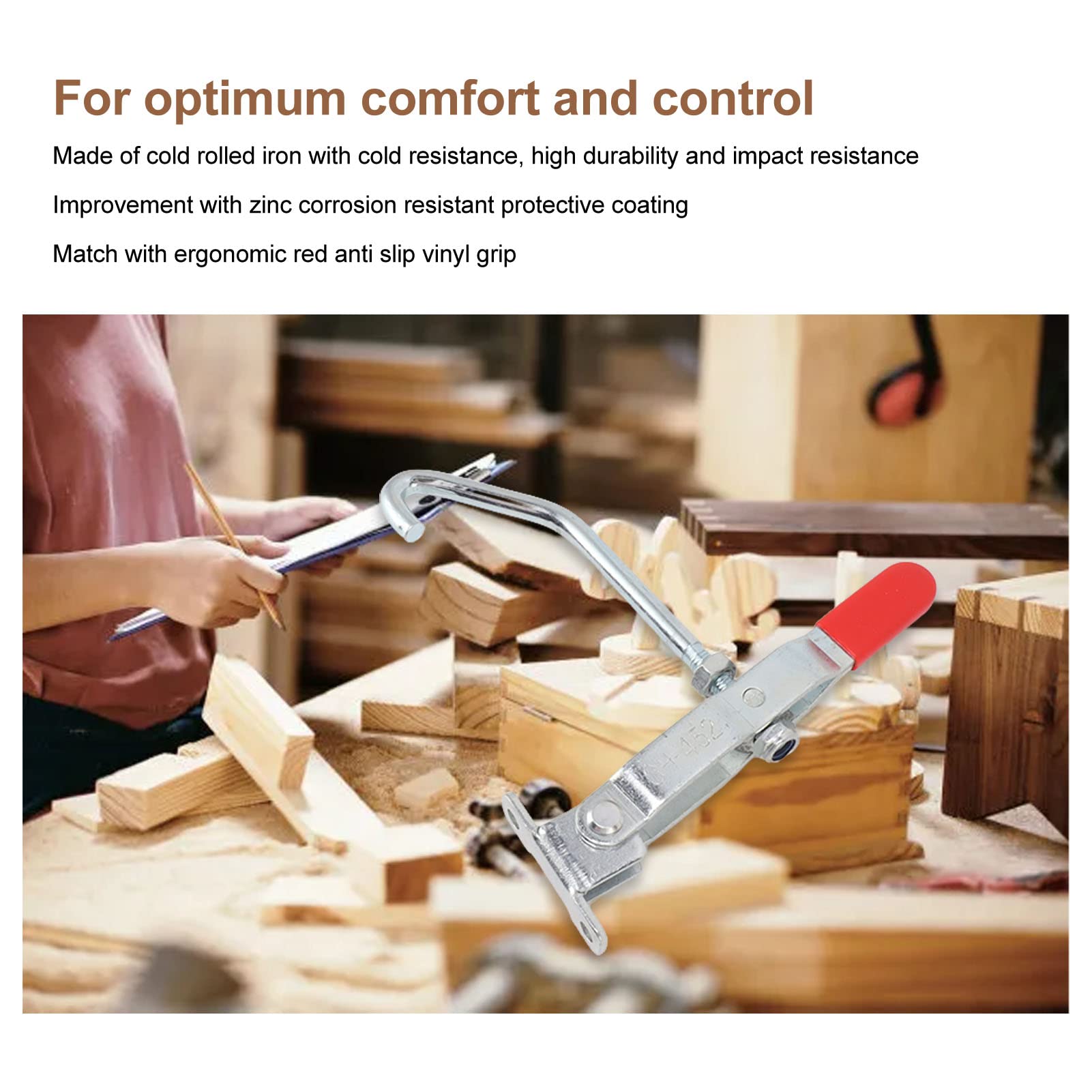 2pk Toggle Clamp with J Hook, Adjustable Pull Action Latch, Hasp Clamp Quick Release Pull Latch Heavy Duty Toggle Latch Clamp Hook Latch Toggle Clamps Clamp Hook Toggle Clamp