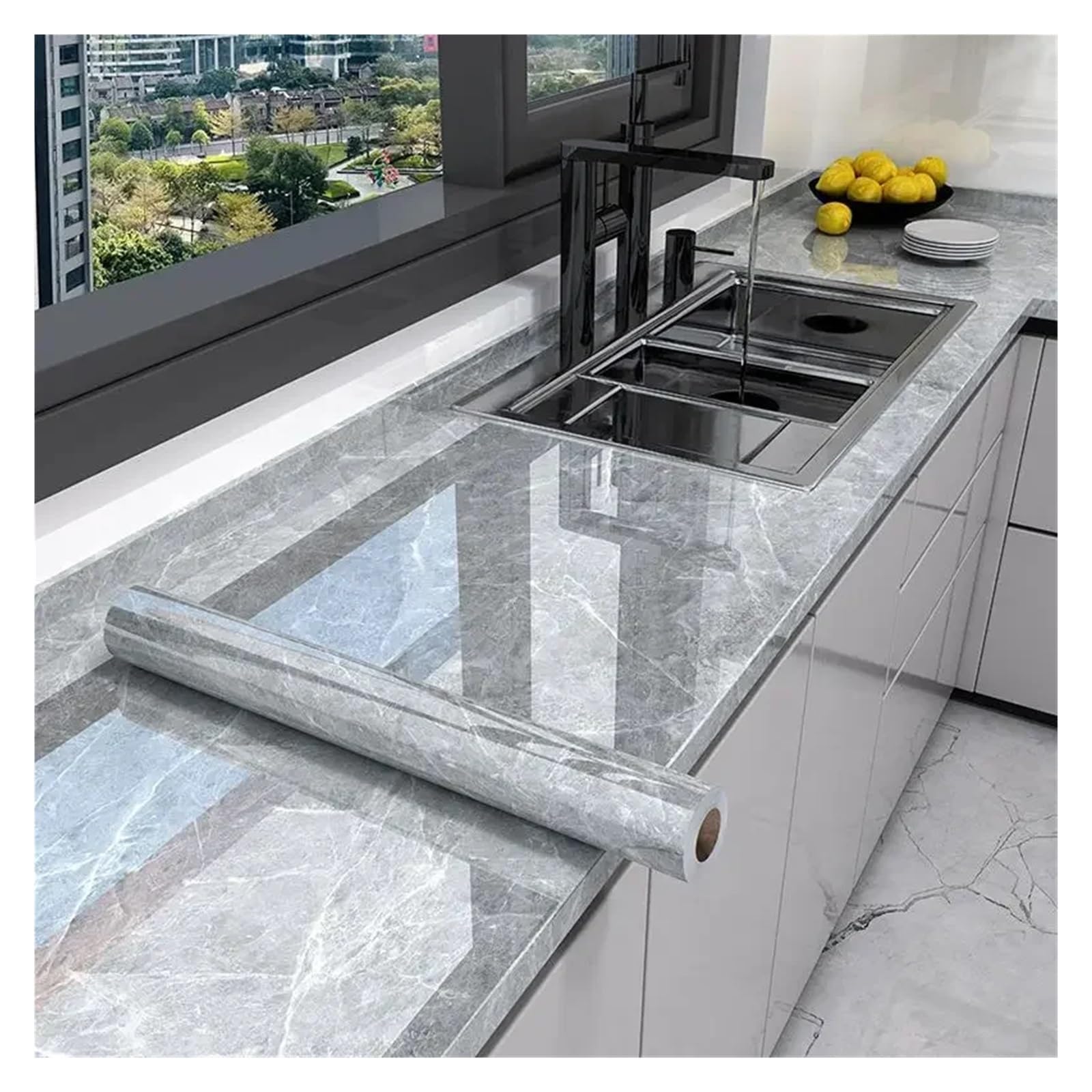 Ayztantine Self-Adhesive Wallpaper 10M x 80CM Marble Self Adhesive Wallpaper Waterproof Oil Proof Kitchen Stickers(Color 3,60cm x 3.0M)