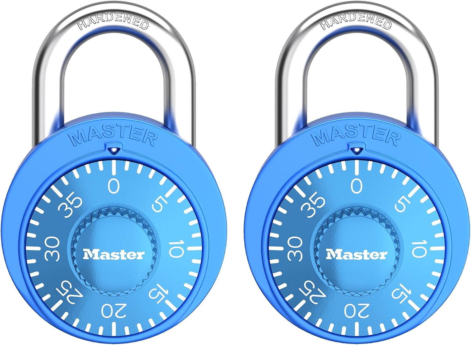 Master Lock Locker Lock, Combination Padlock for Gym and School Locker, Blue, 2 Pack, 1528EC2