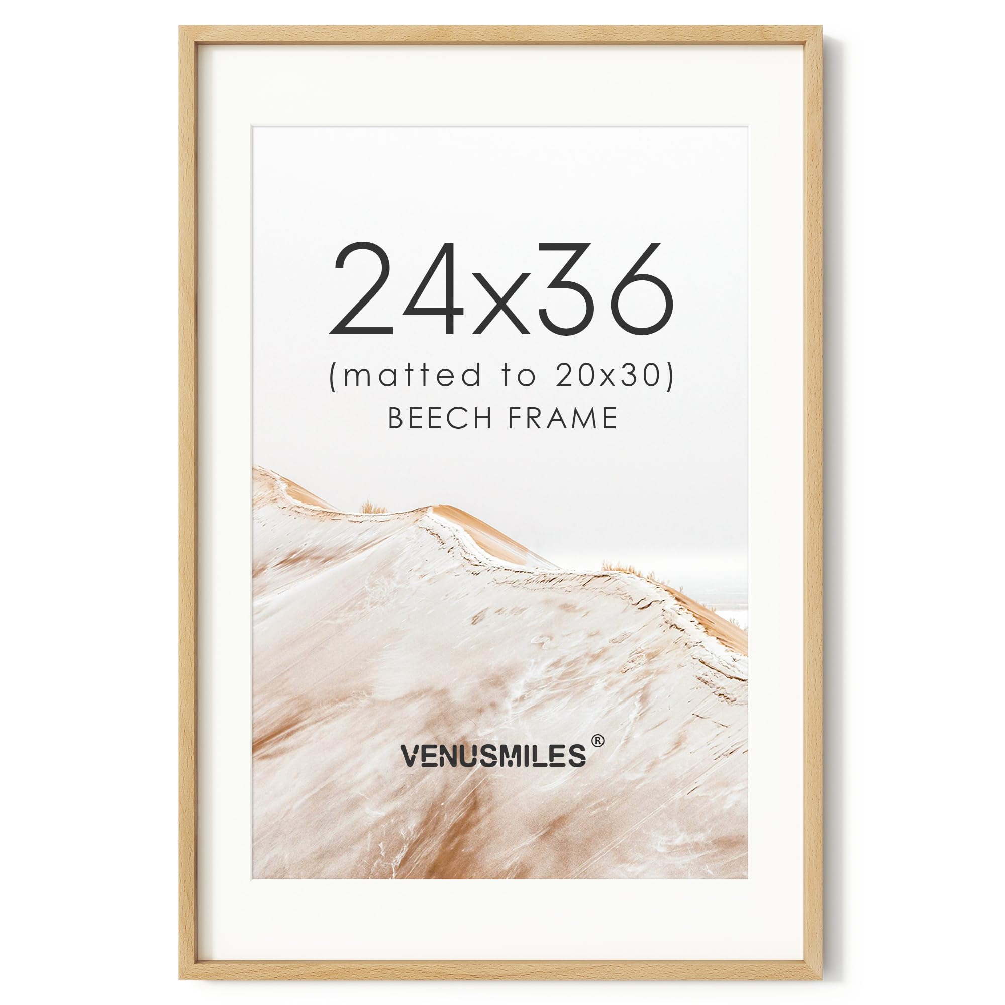 24x36 Poster Frame, USA-Sourced Natural Beech Wood Picture Collage Frame