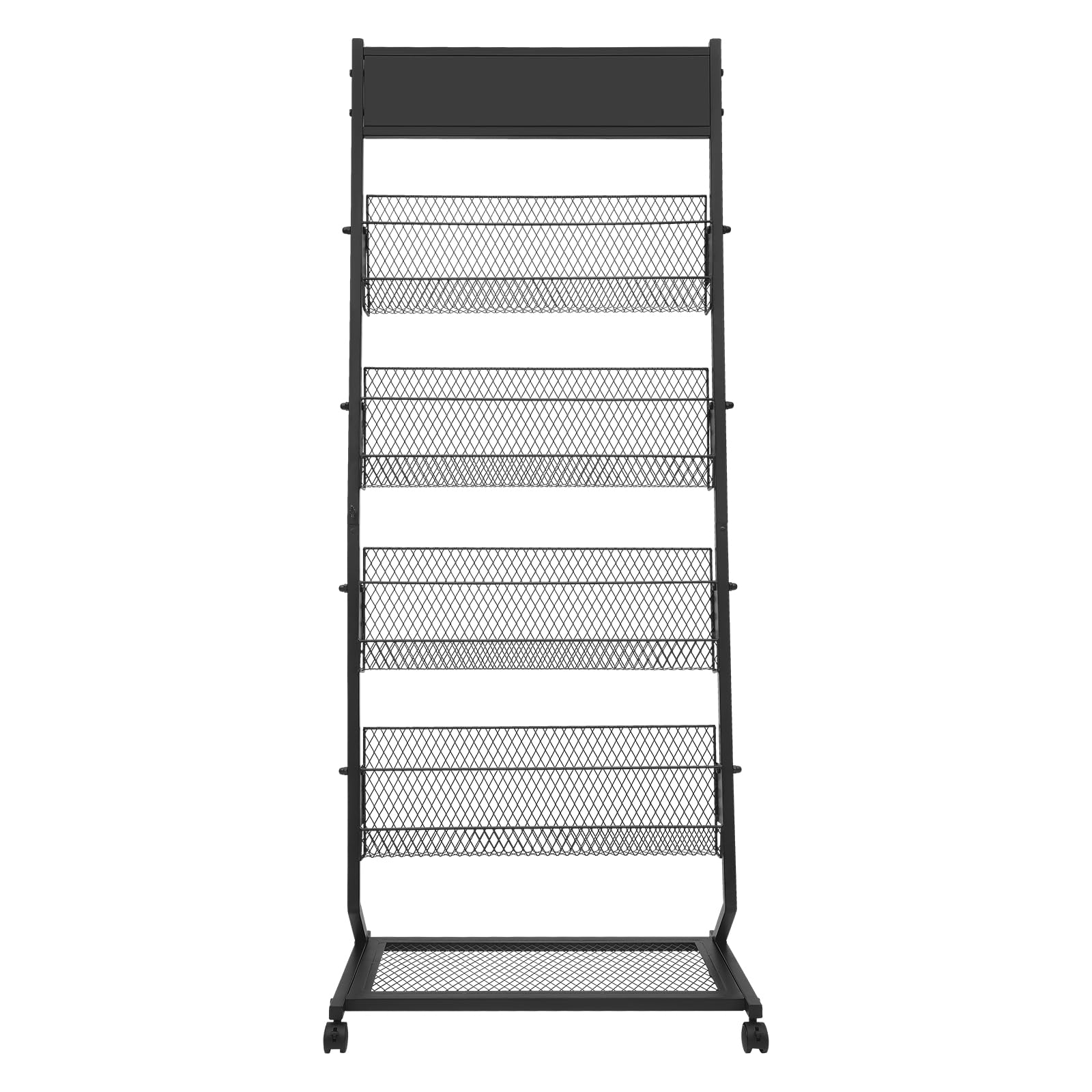 Prospektständer Zeitschriftenständer Standzeitschriftenständer Flyer Aufsteller 5-Lagen Prospekthalter Kataloghalter Büroregale Literaturständer mit 4 Rädern für Messe, Büro 63.5*36.8*165.9cm
