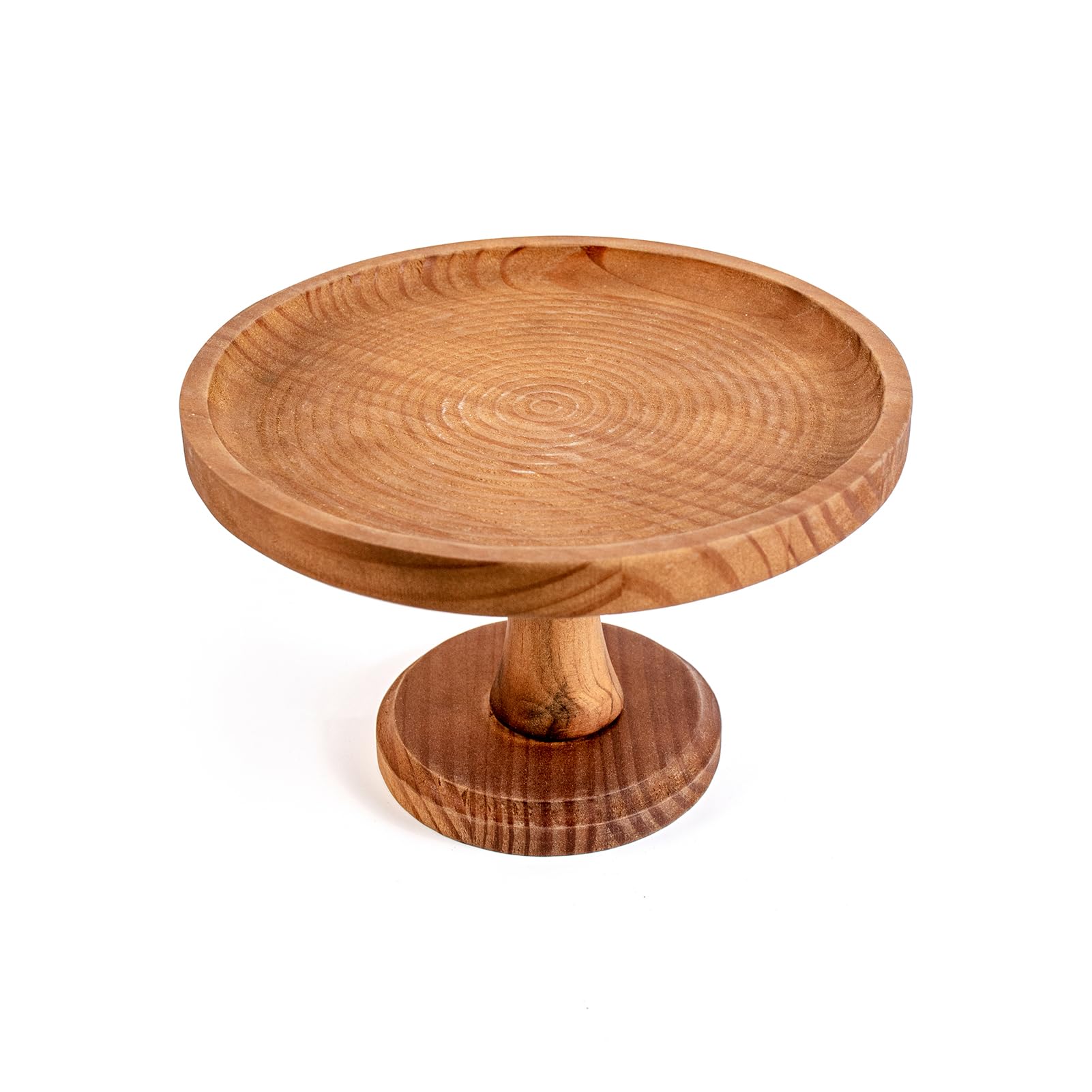 Wood Cake Stands Rustic Round Vintage Candle Stand Holder 9 Inch Display Riser Footed Small Wooden Cake Holders Trays Decorative Plate for Wedding Party Birthday Home Table Decor Gifts (Brown)