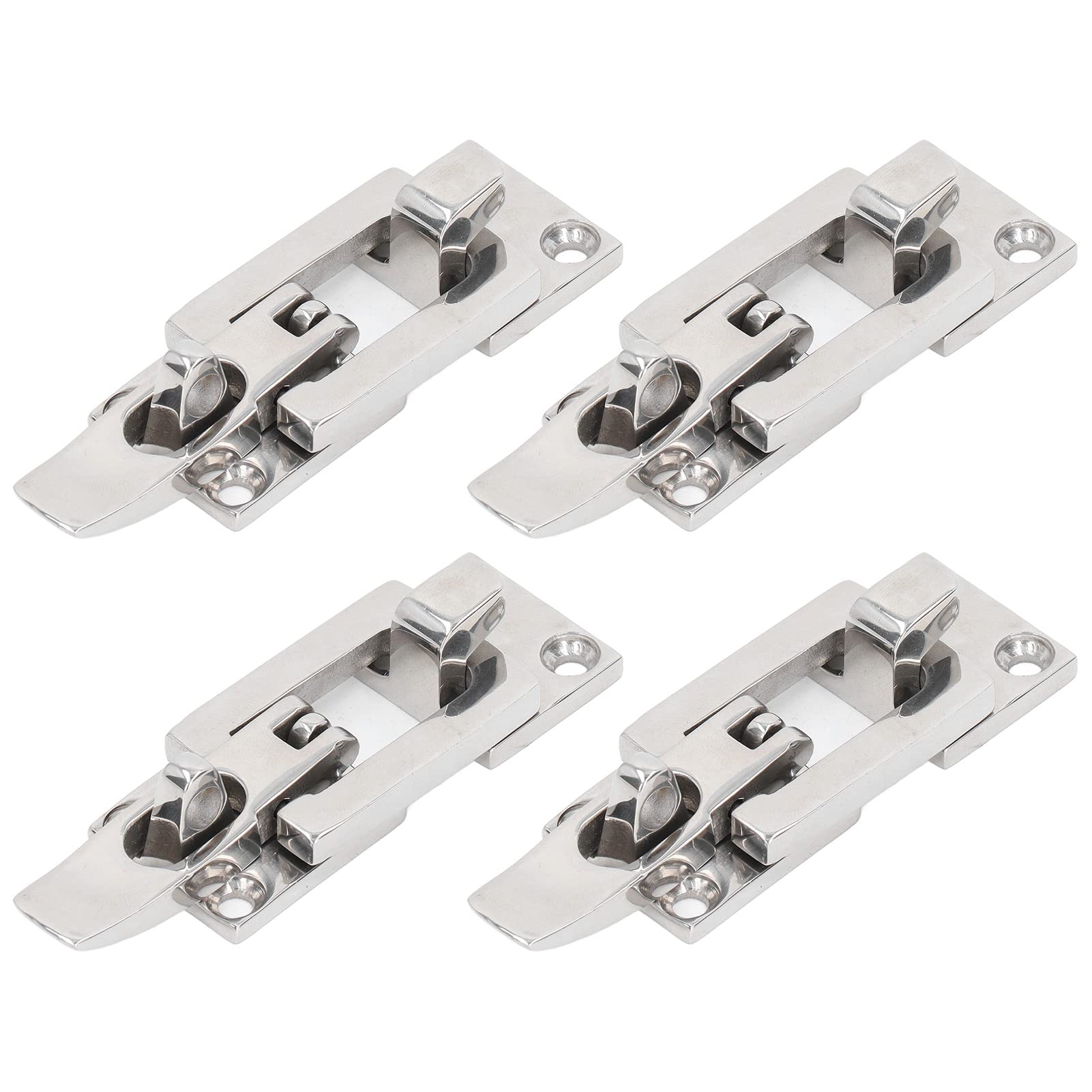 Respicefinem 4Pcs Heavy Duty Anti Rattle Latch Robust Portable Easy Installation Mirror Finish Door Latch Lock Made Of 316 Stainless Steel Ideal For Boat Yacht Metal Hatch Doors