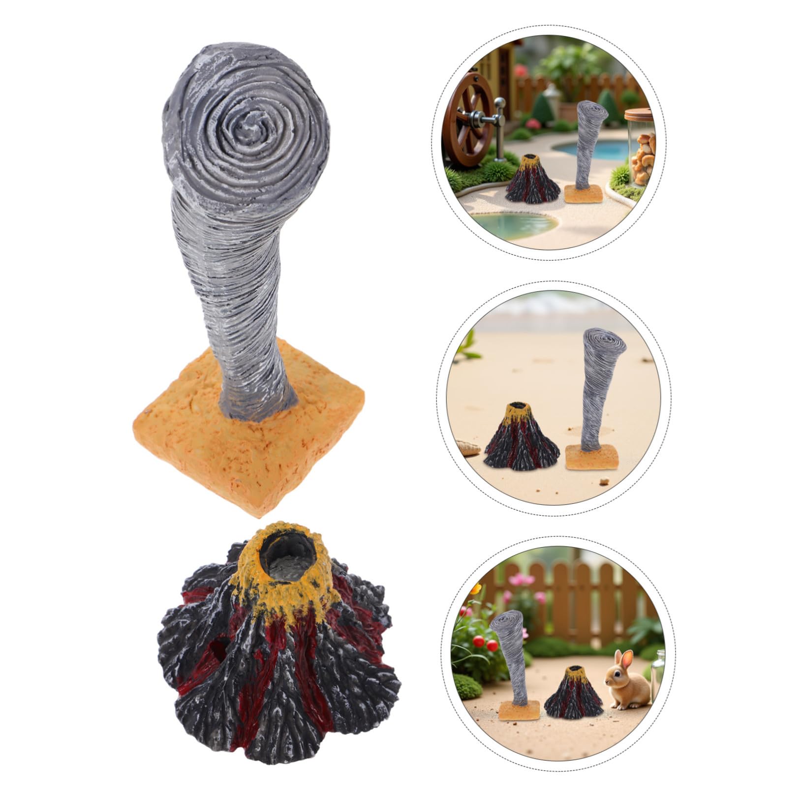 Escultura de Volcán de Resina 2 Piezas para Ciencias y Escuela