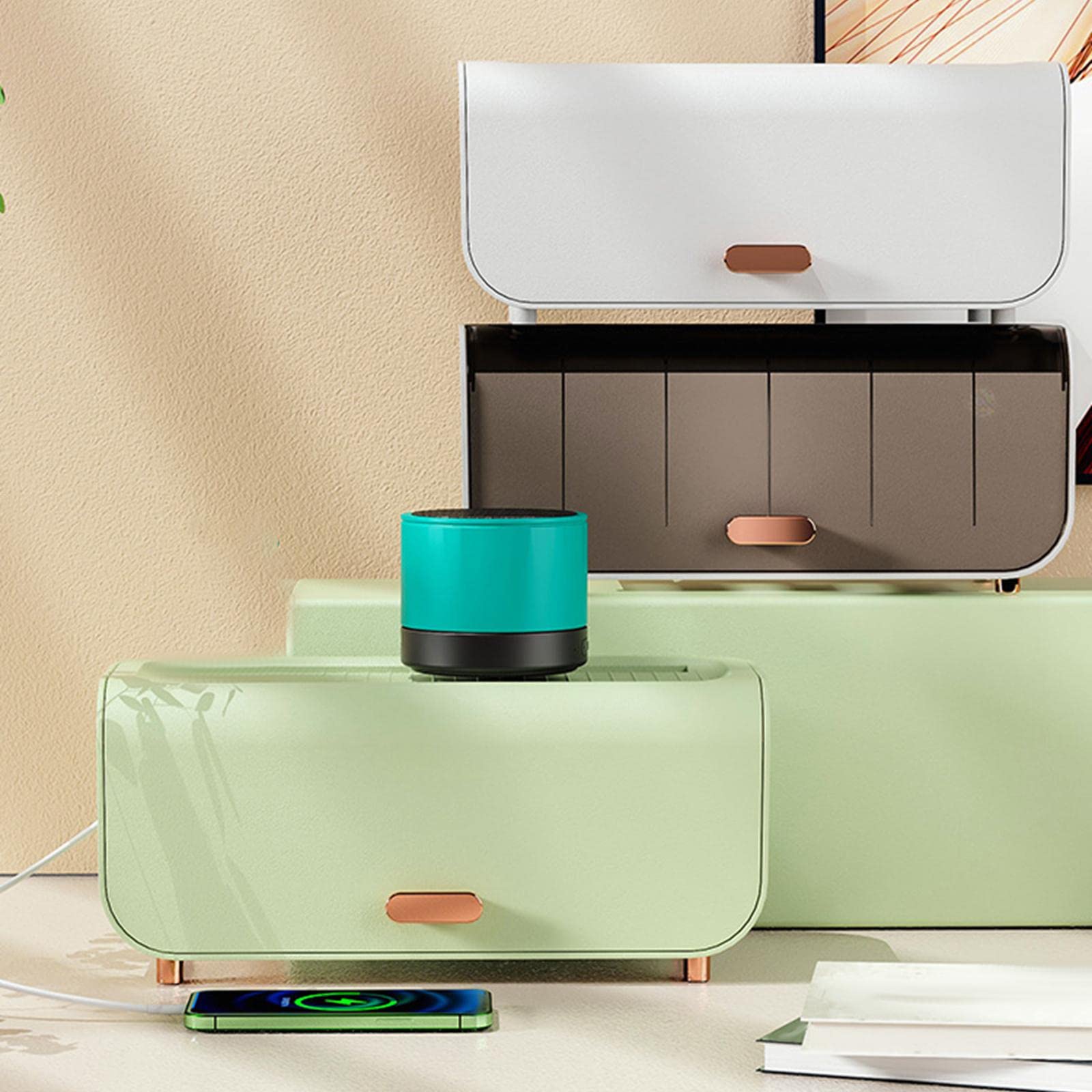 CALANDIS Cable Management Box Dustproof Covering Tidy Box for Plug Office Bedroom Brown