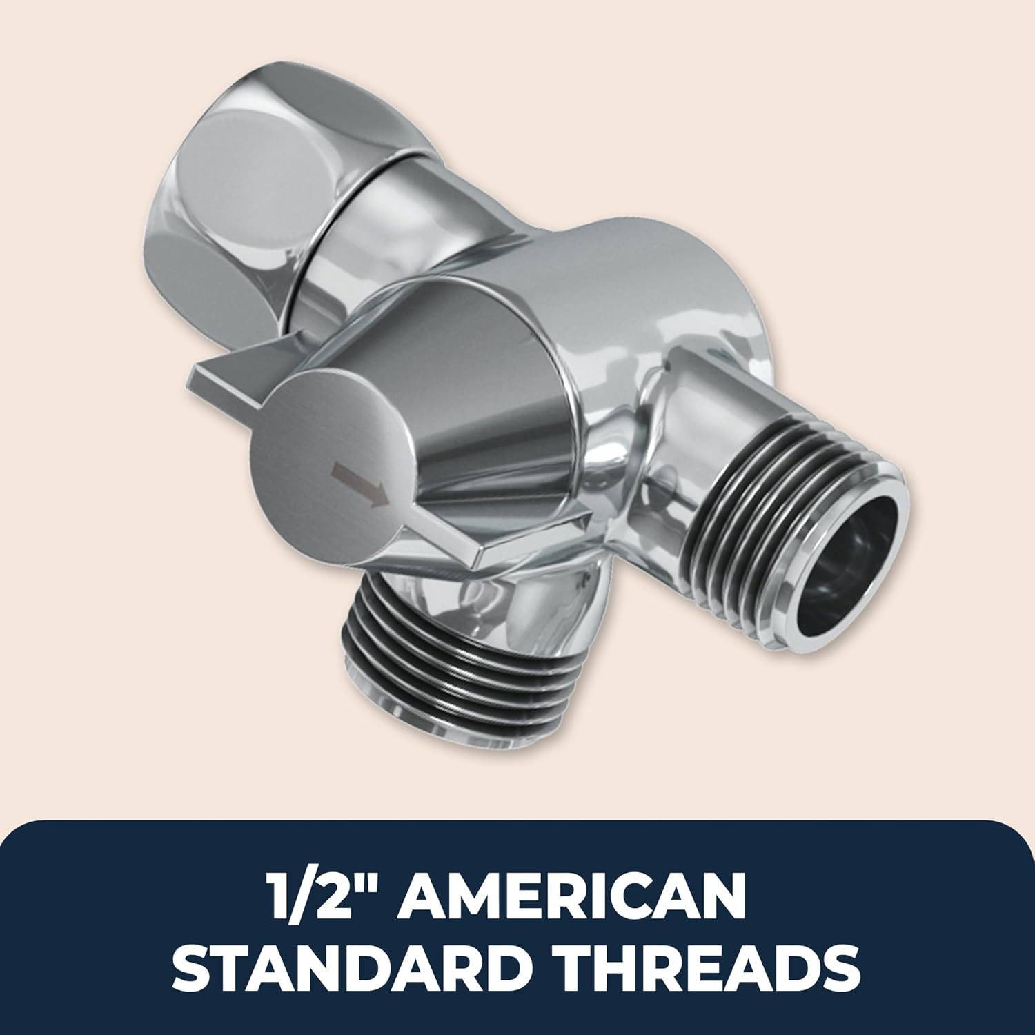 HammerHead Showers® Solid Metal 3 Way Shower Diverter Valve - Shower Arm Diverter Connects Fixed and Hand Held to Shower Arm - Shower Diverter for Dual Shower Head - Shower Splitter 2 Way - Chrome