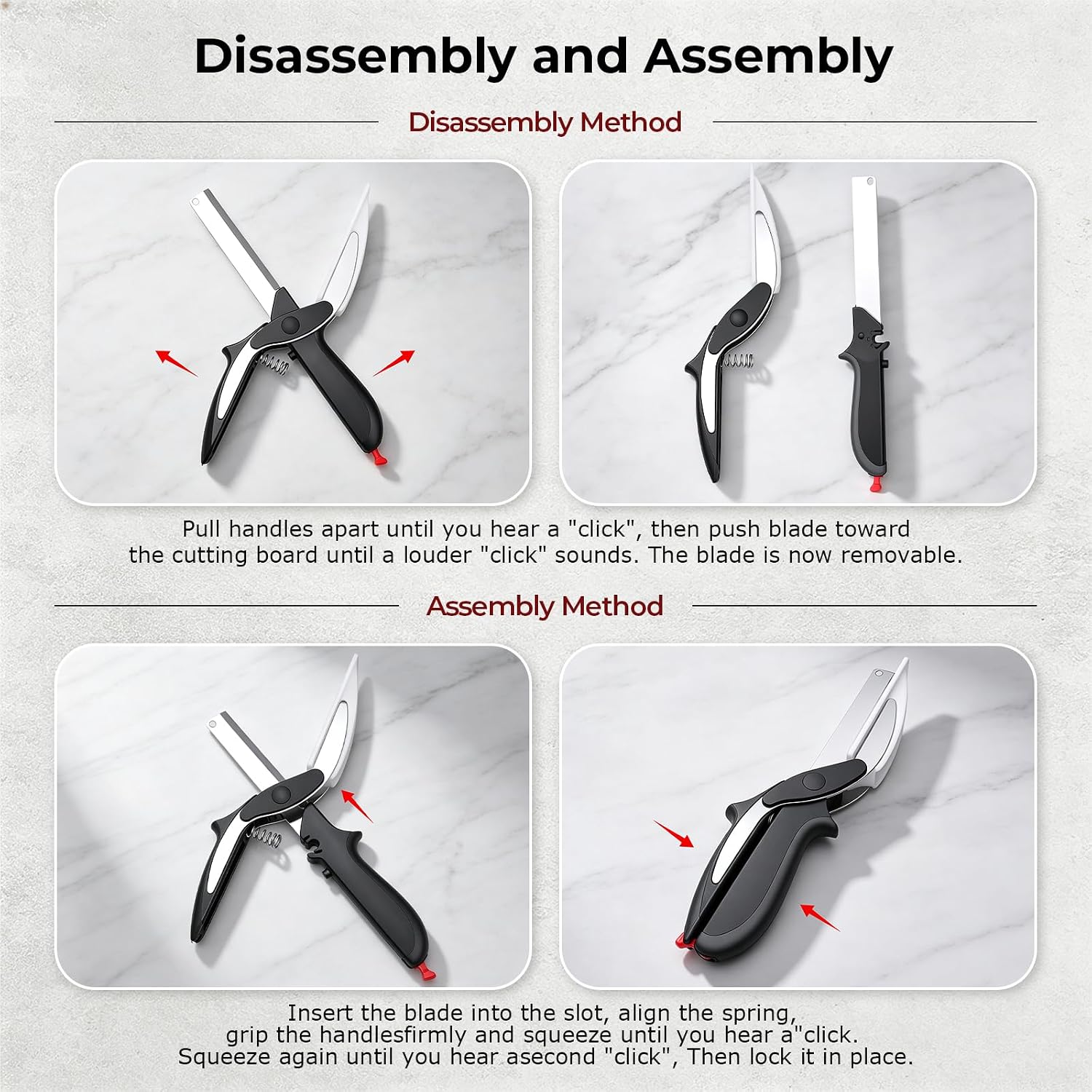 Ozwixhvt Kitchen Scissors with Cutting Board, Safety Lock, 2-in-1 Design | Stainless Steel Blades, for Veg Fruit Meat Cheese Food, Fast Meal Prep, Detachable Blades, Compact, Dishwasher Safe