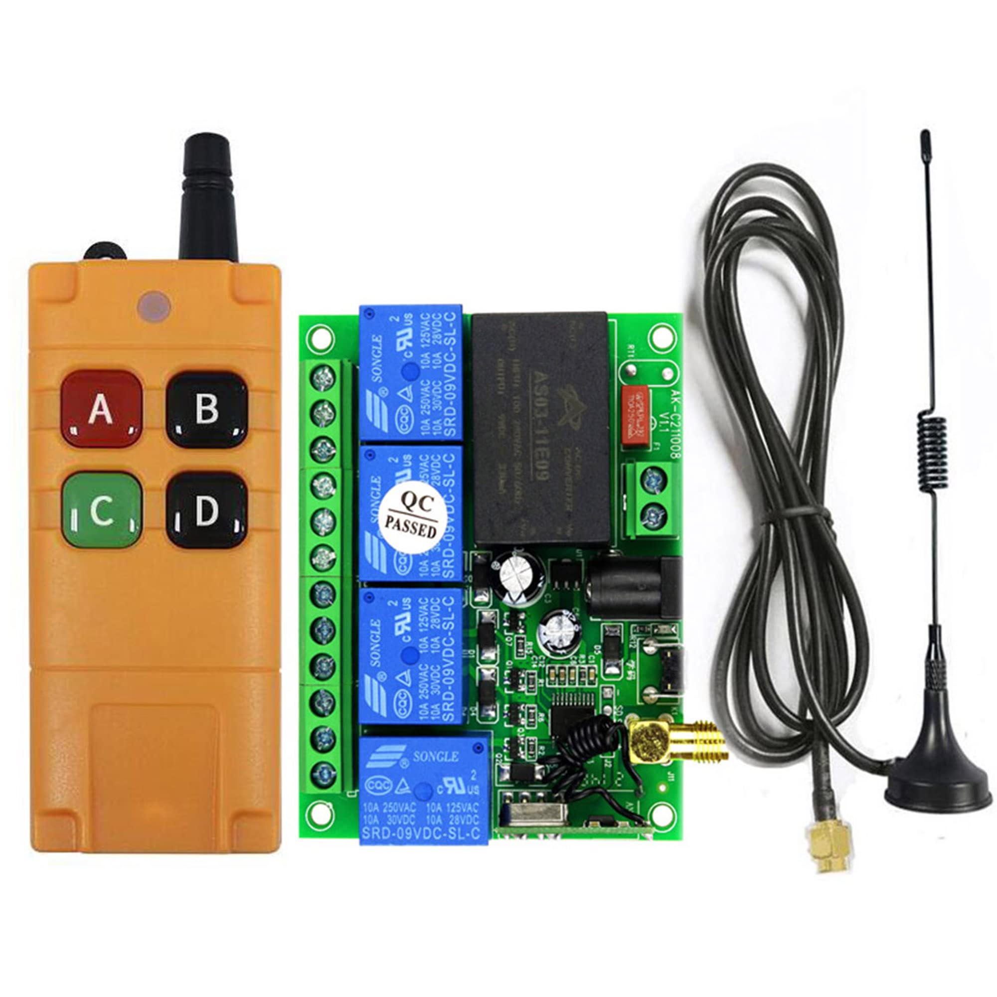 DC 12 V 24 V 36 V 4 canali RF telecomando senza fili ricevitore radio con 200 m 300 m alta portata telecomando industriale impermeabile
