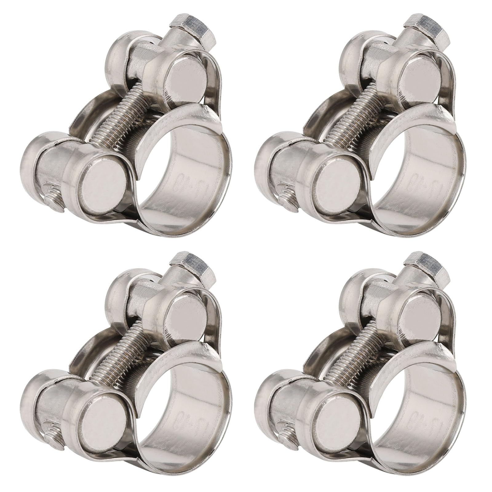 4 Pack 0.8" T-Bolt Hose Clamps, 304 Stainless Steel Heavy Duty Hose Clamps, Turbo Intake Clamp Working Range 20mm-22mm for 0.8" Hose OD
