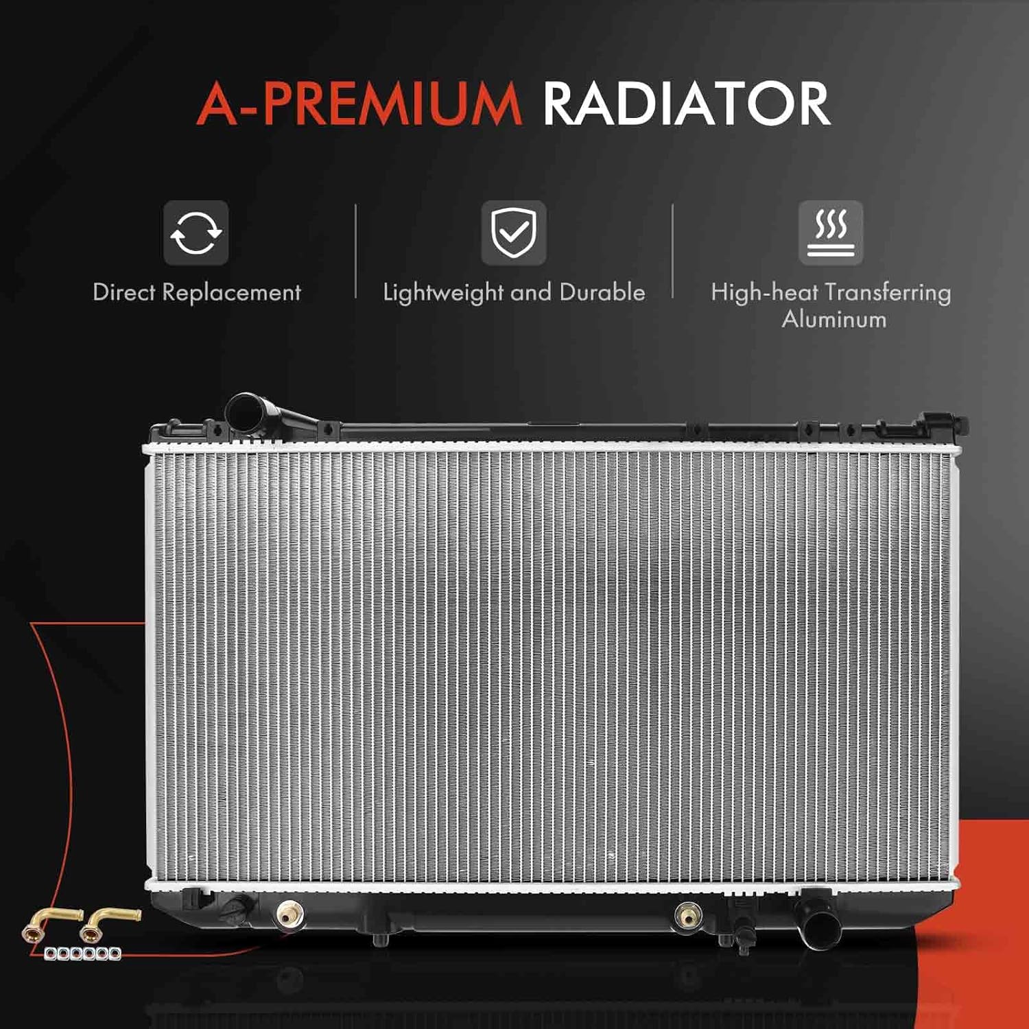 A-Premium Engine Coolant Radiator Assembly with Transmission Oil Cooler Compatible with Lexus LS400 1990-1994 V8 4.0L, Automatic Transmission, Replace# 8011304, 1640050021