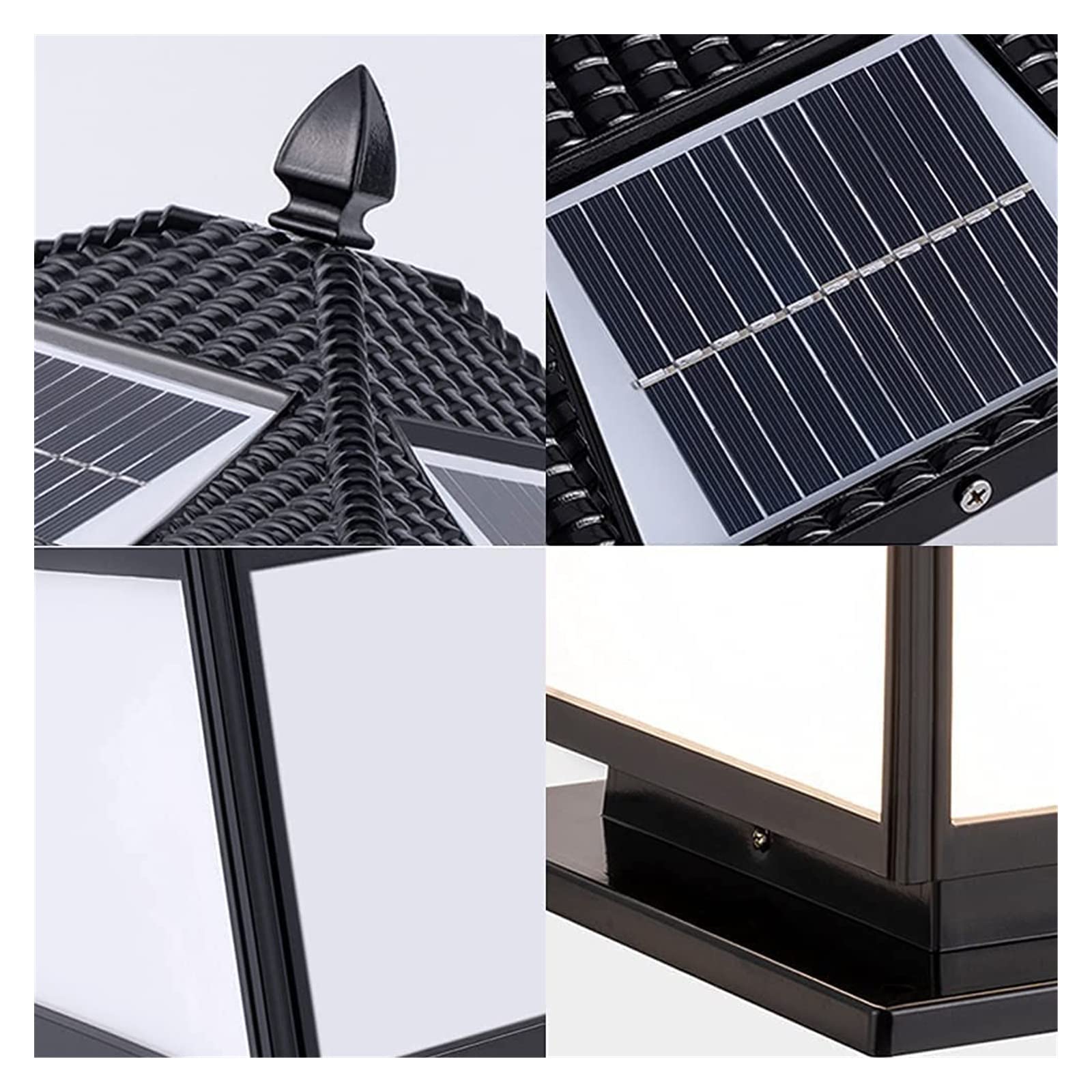 Lampy Zewnętrzne Na Słupach Oświetleniowych, Lampy Na Podwórku, Lampy Solarne Na Słupach Aluminiowych, Lampy Słupkowe, Lampy Na Słupkach Ogrodzeniowych, Lampy Zewnętrzne(Noir-Wysokość 35 Cm)