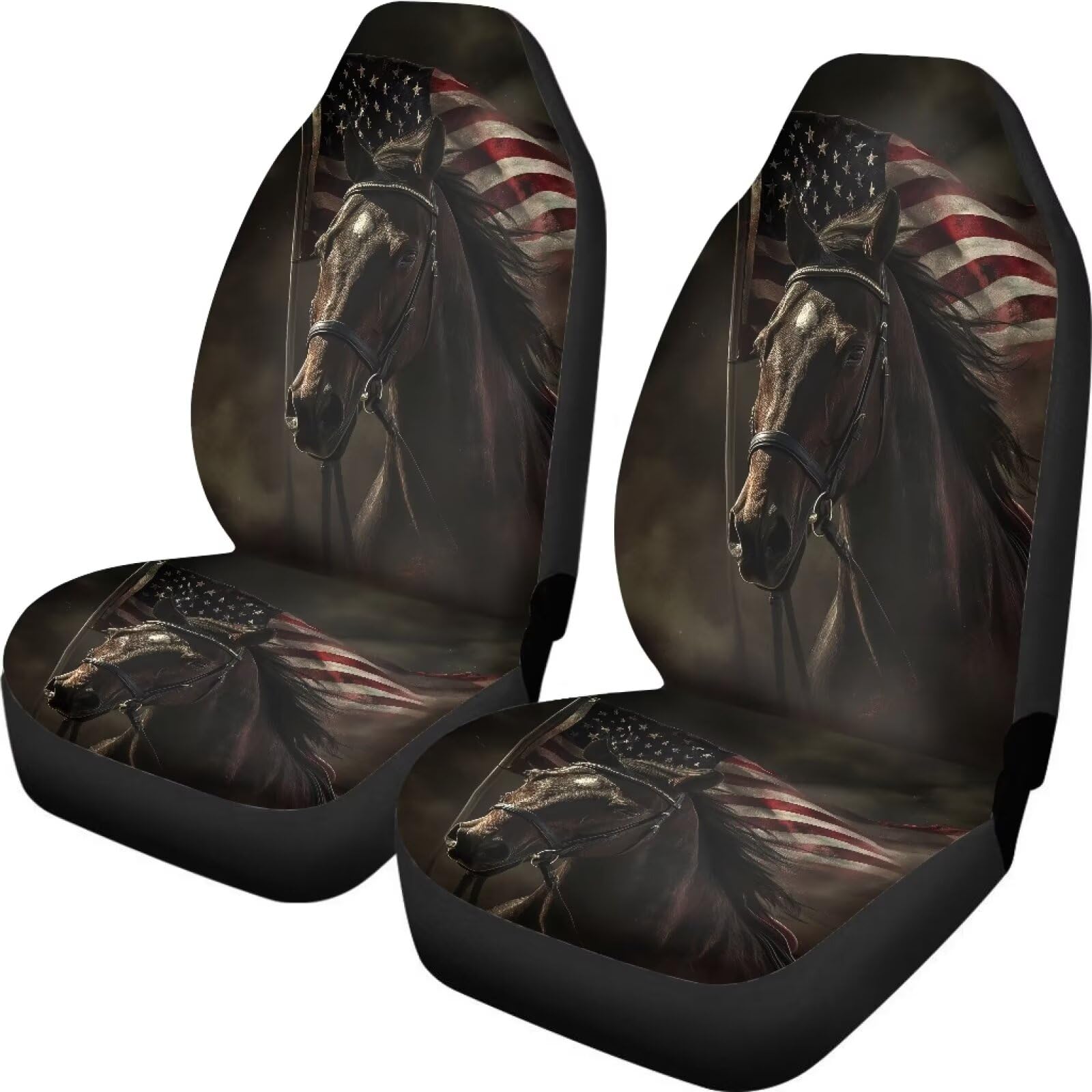Baxinh Horse Floral Car Seat Covers Full Set - Universal Fit For SUV Sedan Truck, Non-Slip, Blue & Red - View #10