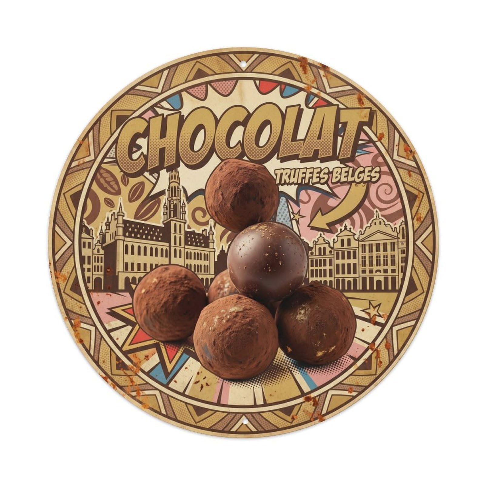 Okahys 8X8inch Classic Style Bold Pop European Confectionery Sweet Market Dessert Metal Tin Sign