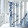 AWERT Blue Marble Shower Curtain - Waterproof for Bathroom Decor, Printed Washable With Hooks, 72x72 Inch