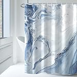 AWERT Dreamy Encre Art Noir Glod Rideau de douche en marbre pour salle de bain Impression haute définition moderne Rideau de bain imperméable avec crochets Décor salle de bains 72x72inch