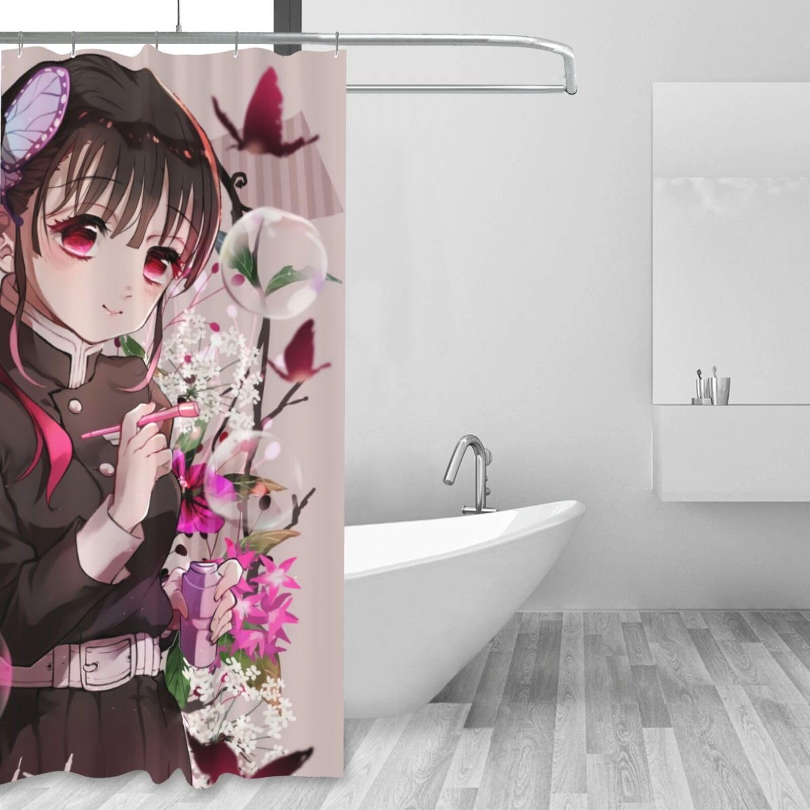 Amazon｜シャワーカーテン 鬼滅の刃 栗花落カナヲ おしゃれ 防水 防