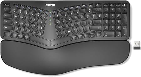 Arteck Split Ergonomic Keyboard with Cushioned Wrist and Palm Rest, 2.4G USB Wireless Comfortable Natural Ergonomic Split Keyboard, for Windows Computer Desktop Laptop Arteck Split Ergonomic Keyboard with Cushioned Wrist and Palm Rest, 2.4G USB Wireless Comfortable Natural Ergonomic Split Keyboard, for Windows Computer Desktop Laptop