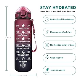 Enerbone 32 oz Drinking Water Bottle with Times to Drink and Straw, Motivational with Carrying Strap, Leakproof BPA & Toxic Free, Ensure You Drink Enough Water for Fitness Gym Outdoor