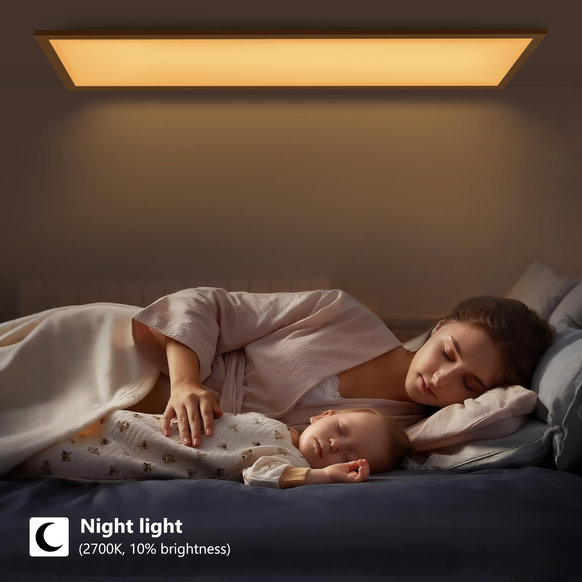 YindaLux Panel LED 120 x 30 cm, 40 W, 4000 lm, panel LED, ściemniana lampa sufitowa z pilotem, 2700 K-6500K, lampka nocna + funkcja pamięci, do kuchni, biura, salonu, korytarza, czarny