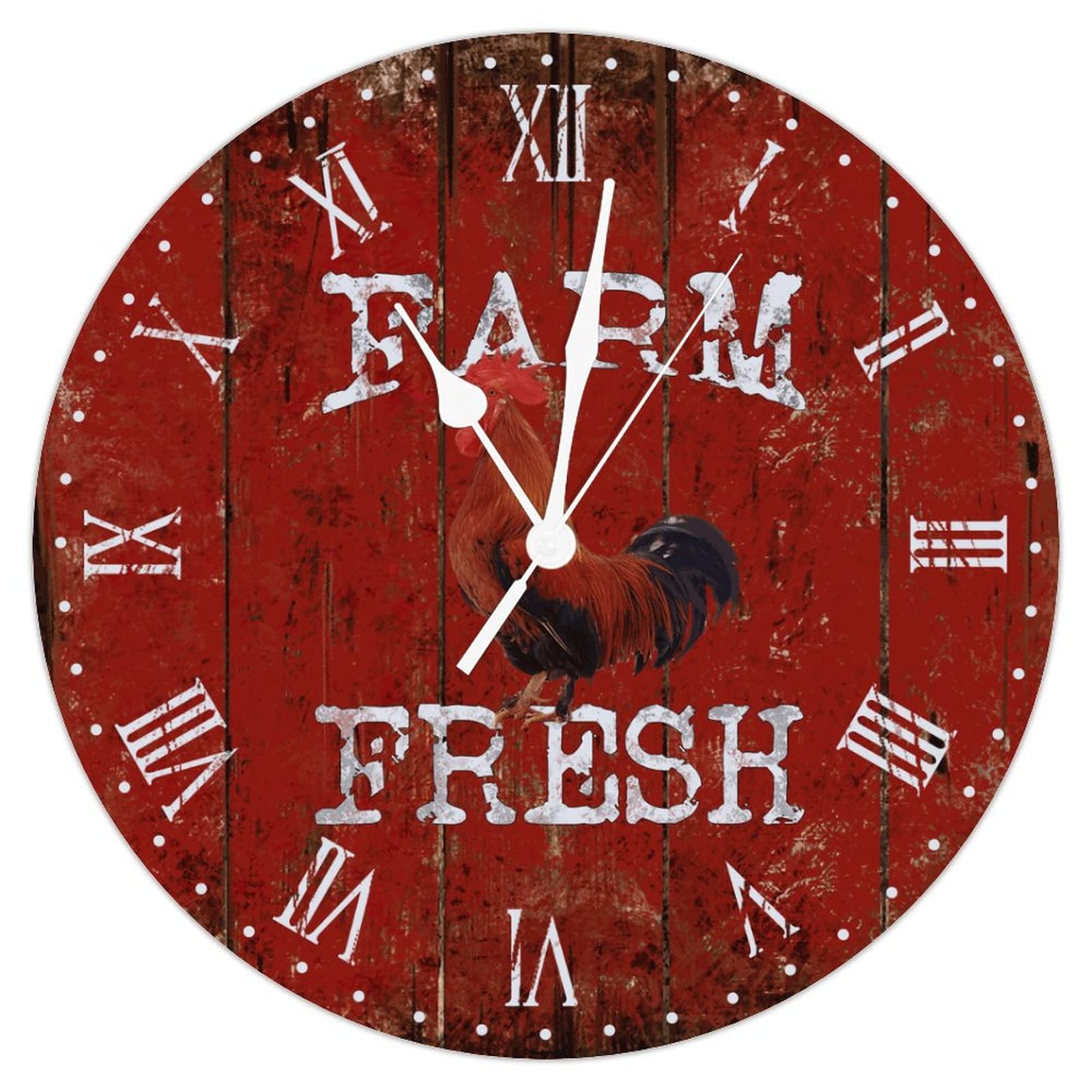 Horloge murale silencieuse en bois style rétro shabby chic 38cm
