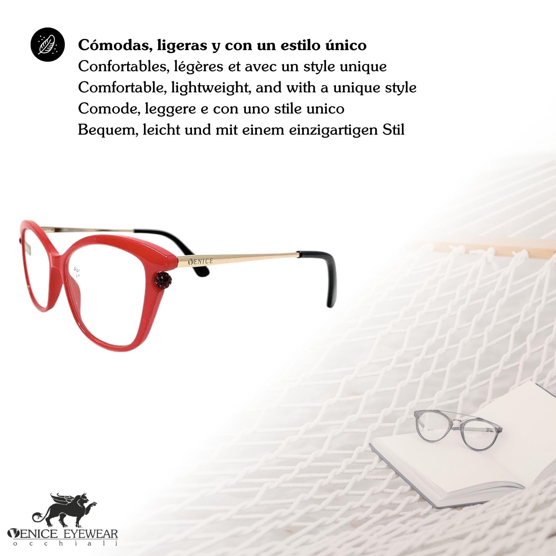 VENICE EYEWEAR OCCHIALI - new modèle Dernière mode Lunettes de Lecture pour femmes Lunettes de Vue Presbyte +1.0 à +3.5 Grand Designer Style "Perl"