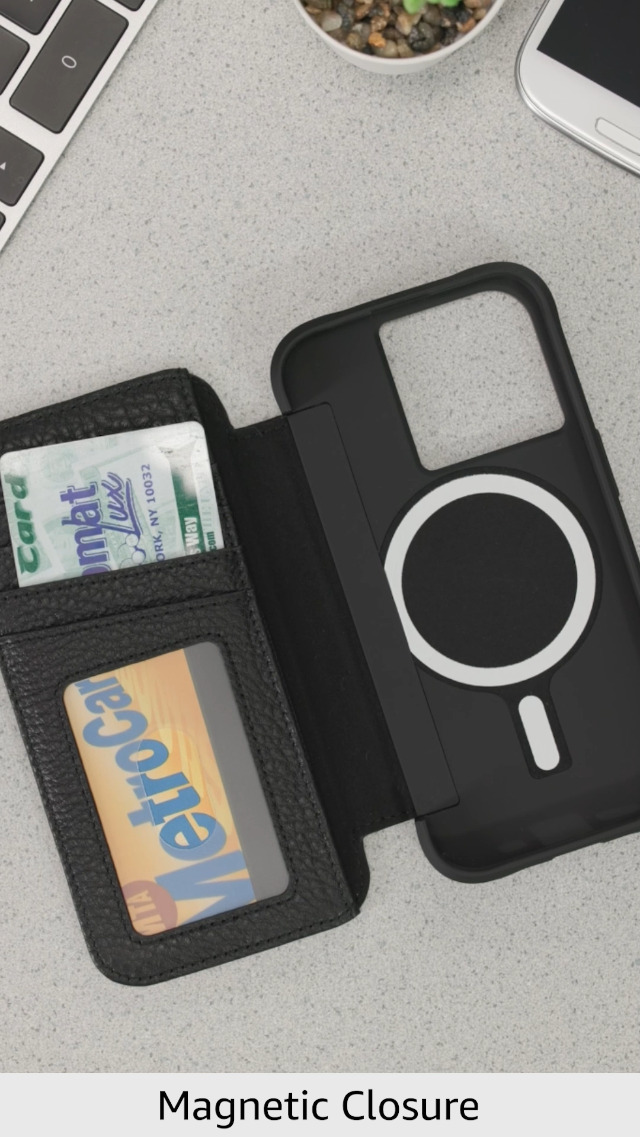 Amazon.com: Case-Mate Wallet Folio iPhone 15 Pro Case - Black