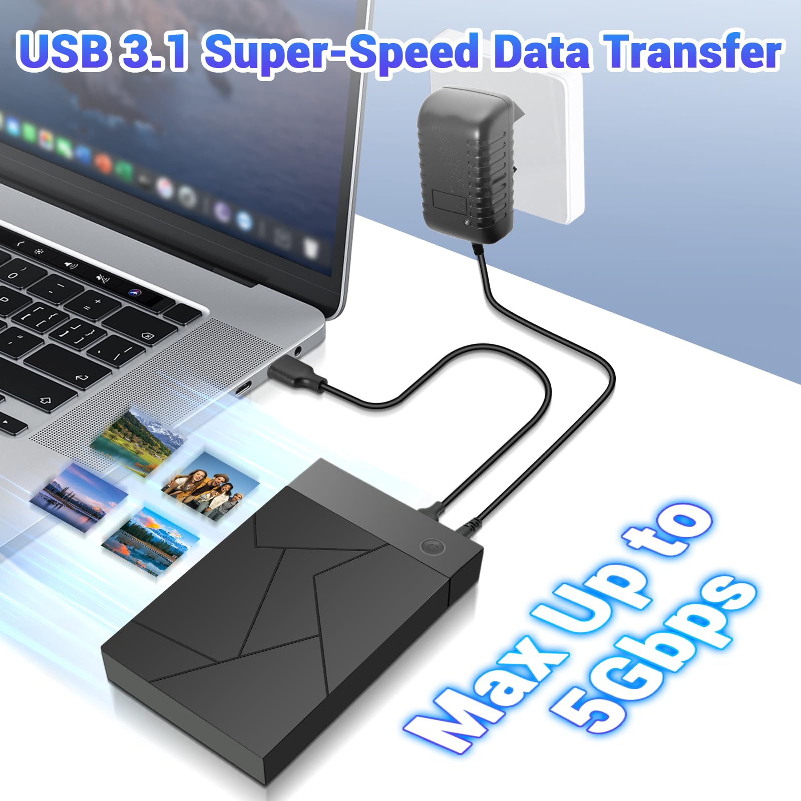 Estación de acoplamiento USB 3.1 para disco duro HDD de 2,5 y 3,5 pulgadas, 6 Gbps, carcasa para disco duro externo UASP, para Windows, Mac, Linux (solo 2,5 pulgadas soporta 6 Gbps)