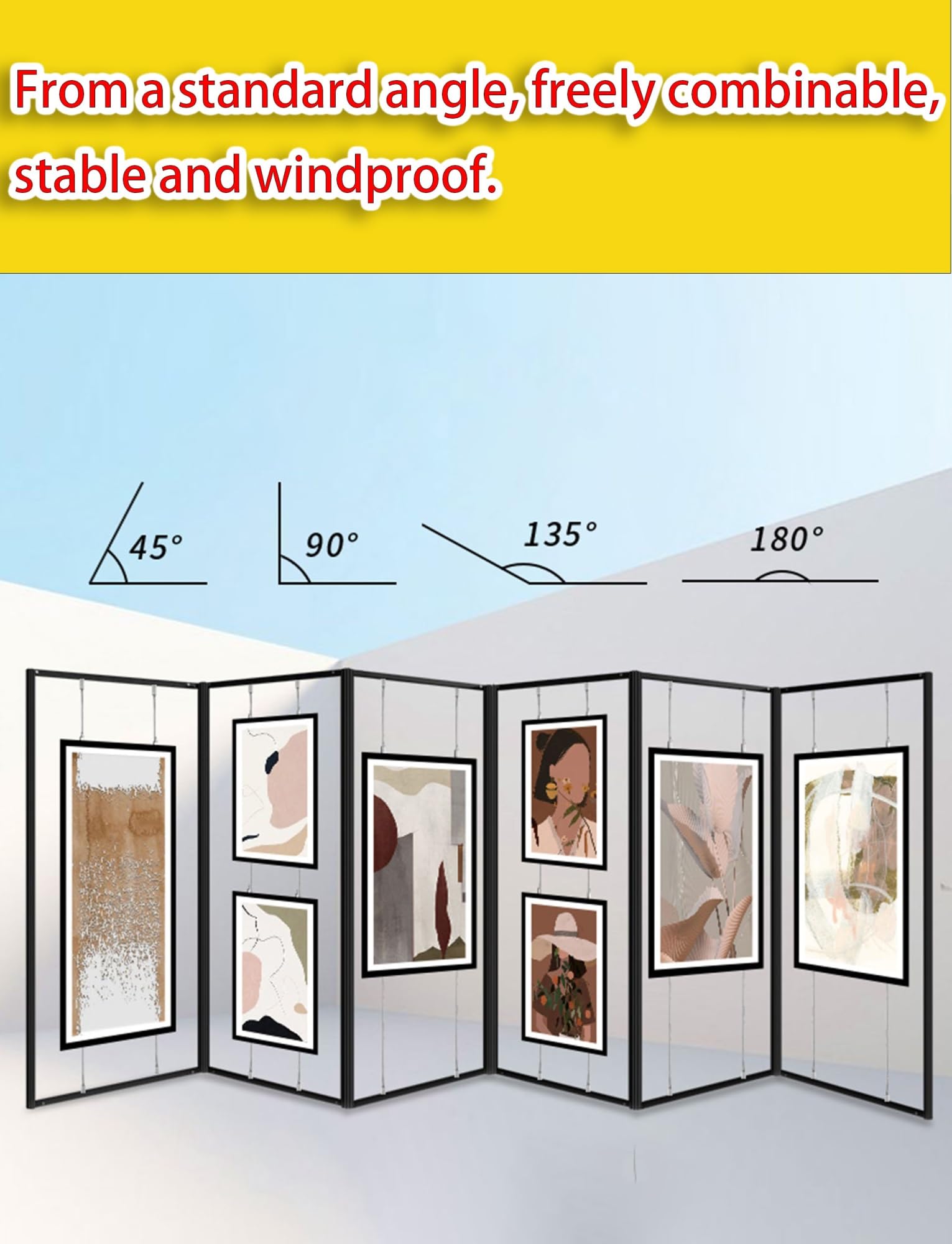 Genérico Expositor plegable resistente con ruedas, de aleación de aluminio de grado comercial, for galerías y carteles minoristas, for ferias y exposiciones de arte.(1pcs,6.6x2.6ft)