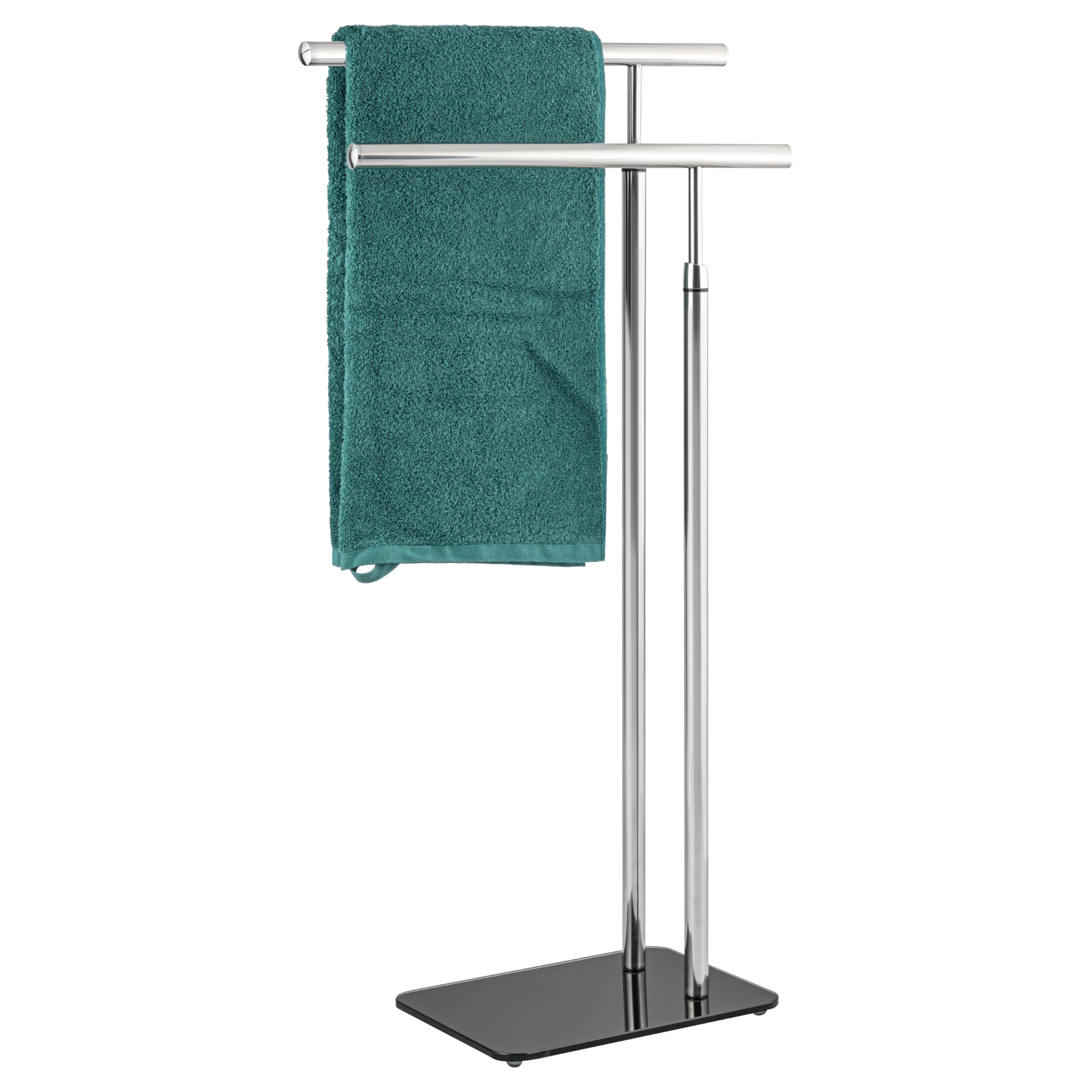 Bremermann Stainless Steel Free Standing Towel Rail 2 Rail Towel Rack And Glass Base