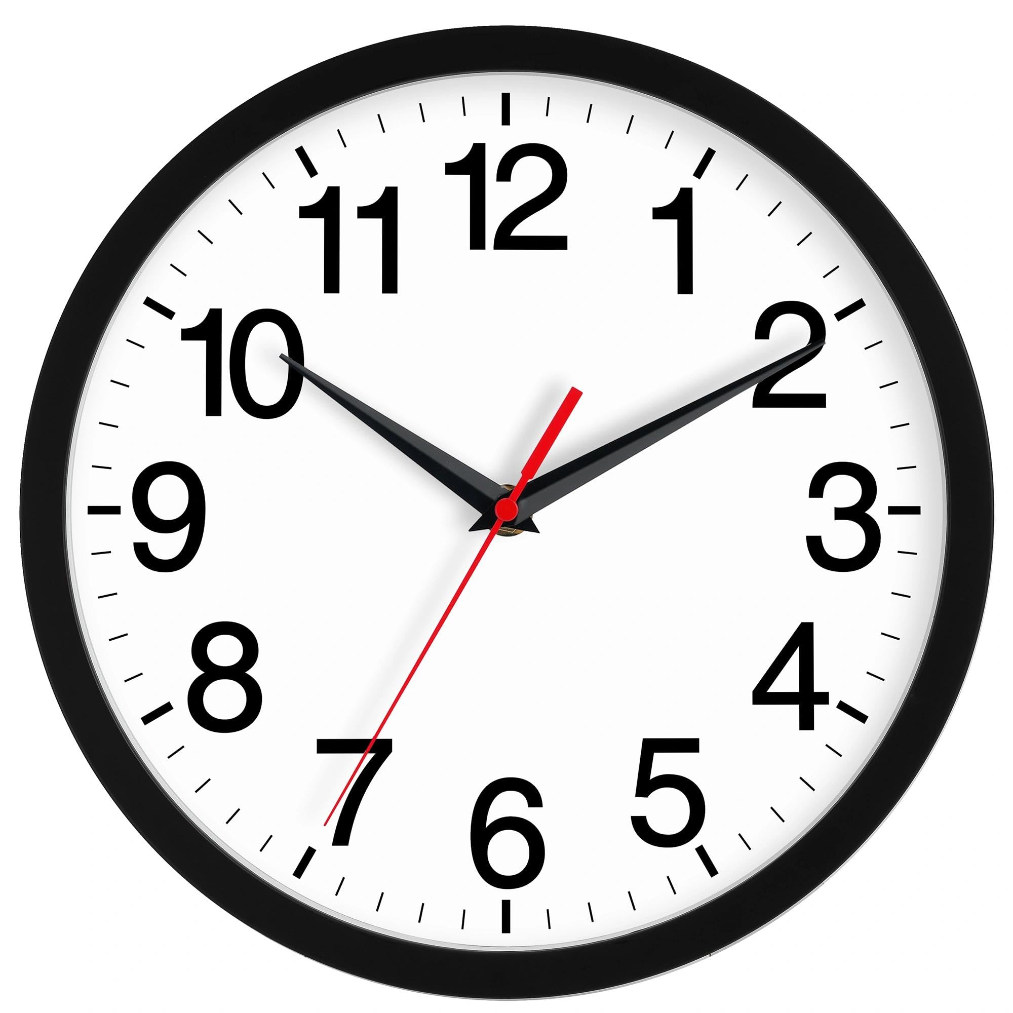 14" Silent Round Wall Clock in Black
