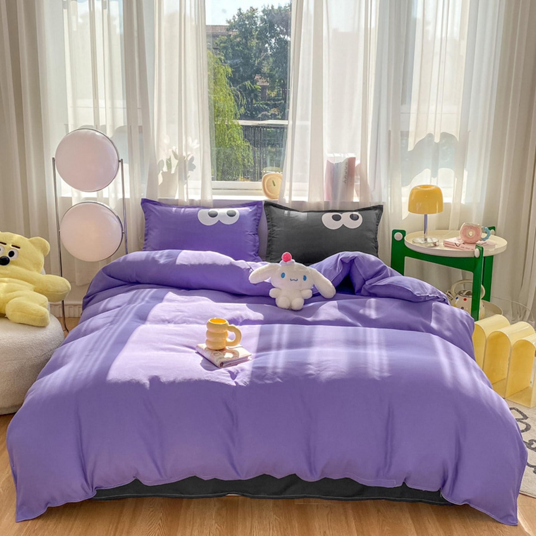Housse de couette Queen violette en microfibre avec fermeture