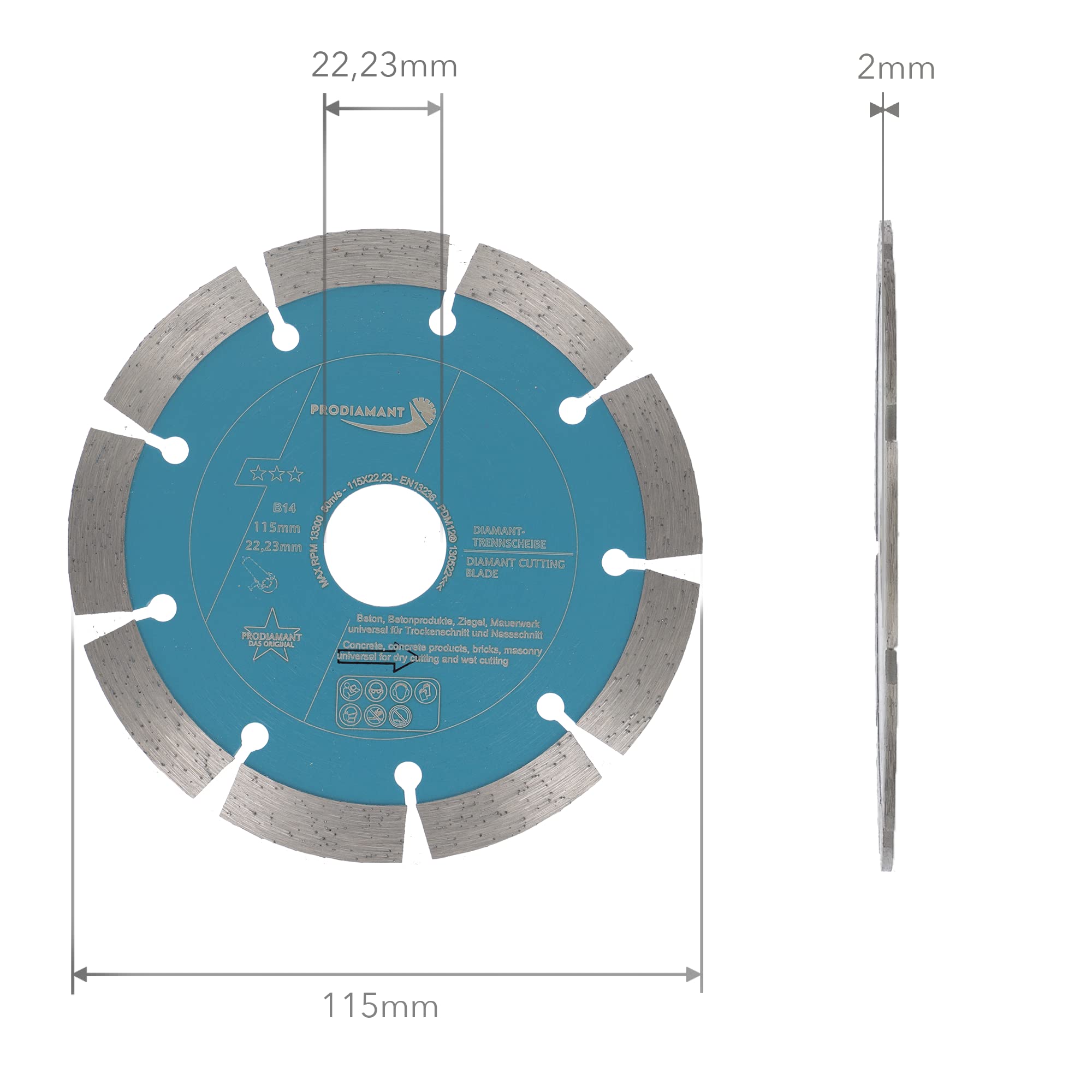 PRODIAMANT Premium Disque Diamant Pour Béton Laser 115 Mm X 22,2 Mm
