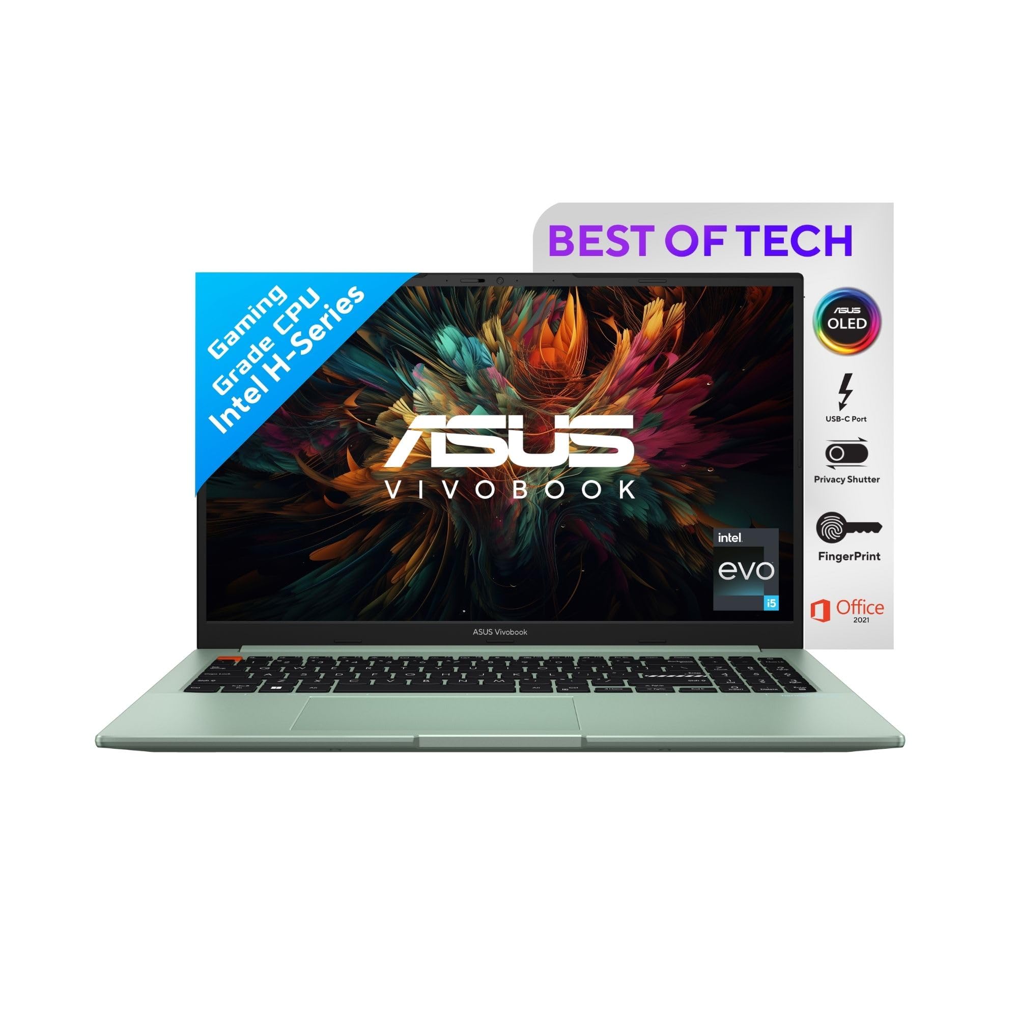 ASUS Vivobook S15 OLED (2022) 15.6" (39.62 cms) FHD OLED, Intel Core Evo i5-12500H 12th Gen, Thin and Light Laptop (16GB/512GB SSD/Iris Xe Graphics/Windows 11/Office 2021/Green/1.8 kg) K3502ZA-L503WS (B09YHCC26T) Amazon Price History, Amazon Price Tracker