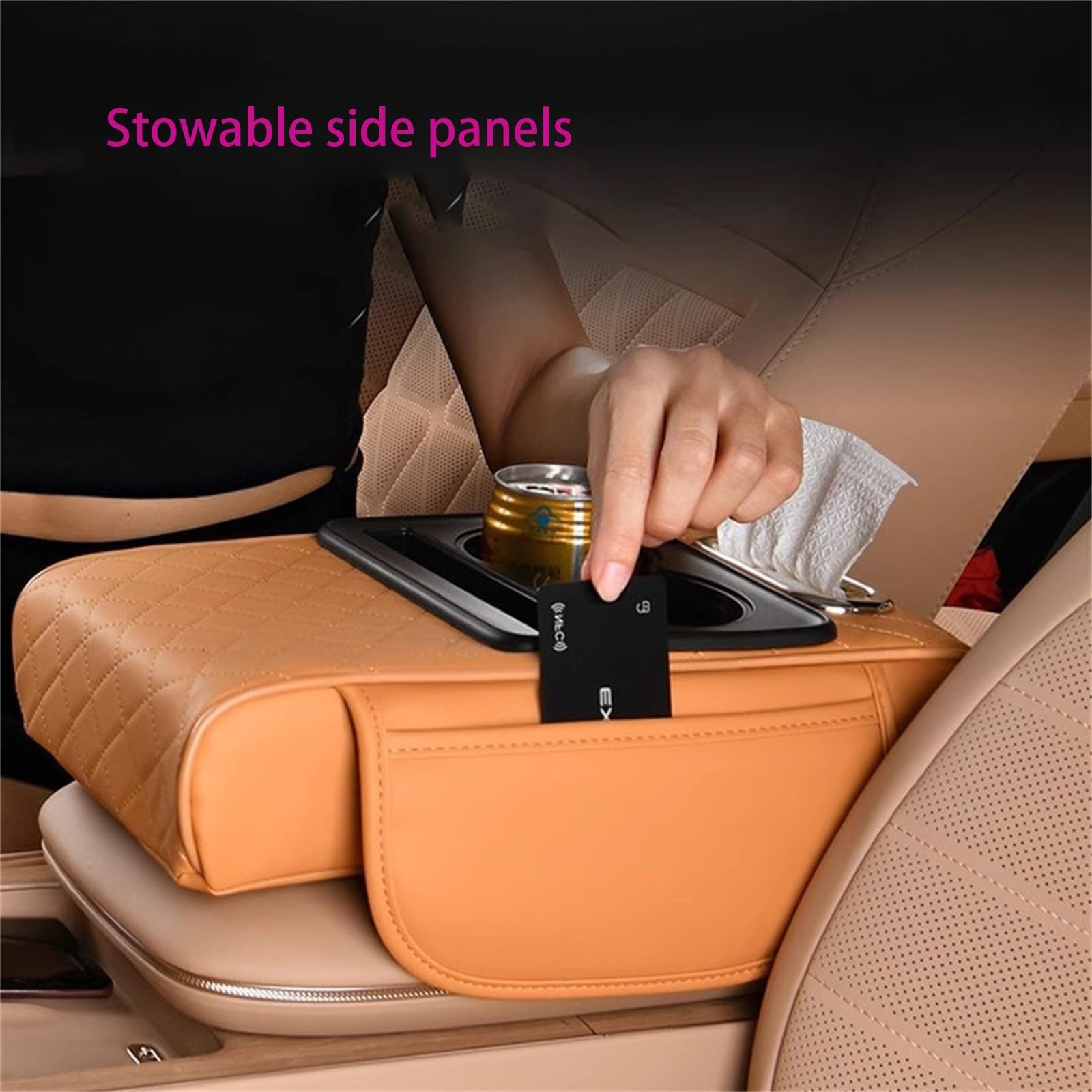 Cuscino rialzato for bracciolo Auto Multifunzionale pressurizzato Integrato, Cuscino for bracciolo 5 in 1 Multifunzionale for Auto, Cuscino rialzato for bracciolo Auto Multifunzionale(Black)