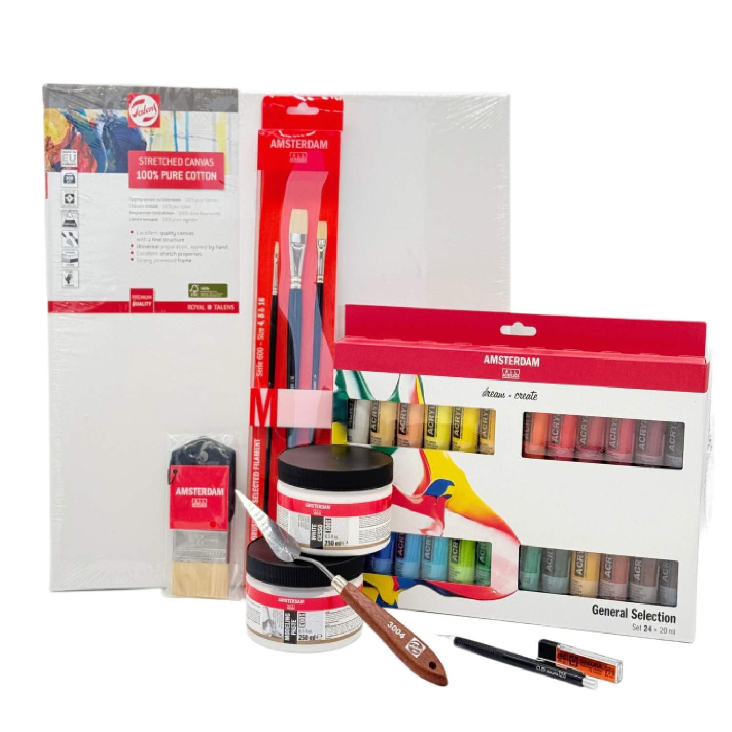 Acrylfarben Set Premium Amsterdam 24 x 20 ml inkl Zubehör