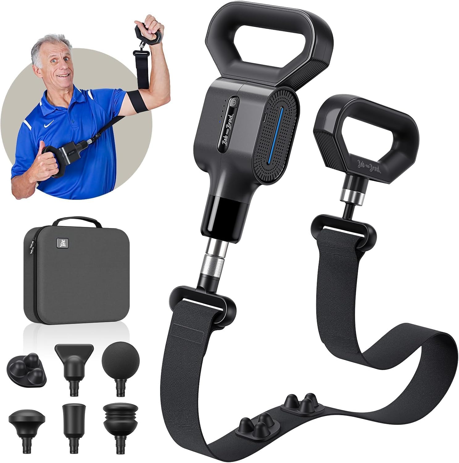 BOB AND BRAD 2-in-1 Massage Gun with Belt for Pain Relief, FSA Eligible/HSA Eligible, Dual-Purpose Percussion Back Massage Gun Deep Tissue Massager for Sore Muscle Relaxation, Therapists, Men, Women BOB AND BRAD 2-in-1 Massage Gun with Belt for Pain Relief, FSA Eligible/HSA Eligible, Dual-Purpose Percussion Back Massage Gun Deep Tissue Massager for Sore Muscle Relaxation, Therapists, Men, Women