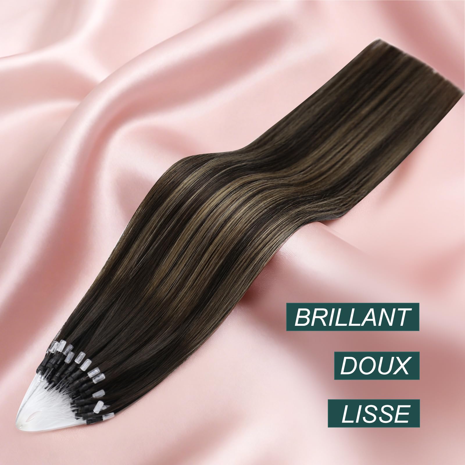 Kit Easyouth Extension Cheveux Naturel Adhesif Invisible et Extension Cheveux Micro R 2pack de Brun #2/8/2 Longueurs 16 pouces total 90g Extensions à Bandes en Cheveux Humains - Résultat Naturel
