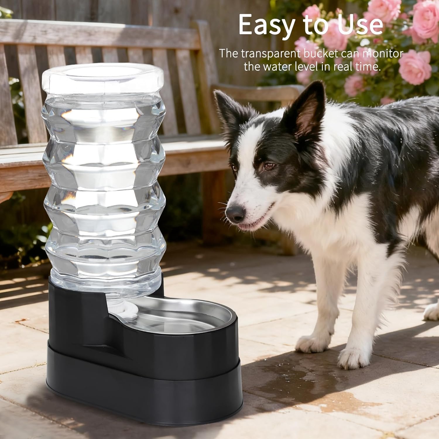 RIZZARI Automatic Dog Water Dispenser: 9L Black Elevated Feeder with Stainless Steel Dish for Elderly Dogs with Spinal Issues - Gravity-Fed Wide-Mouth - Non-Slip - Stable Base for Home or Garage Use - Image 6