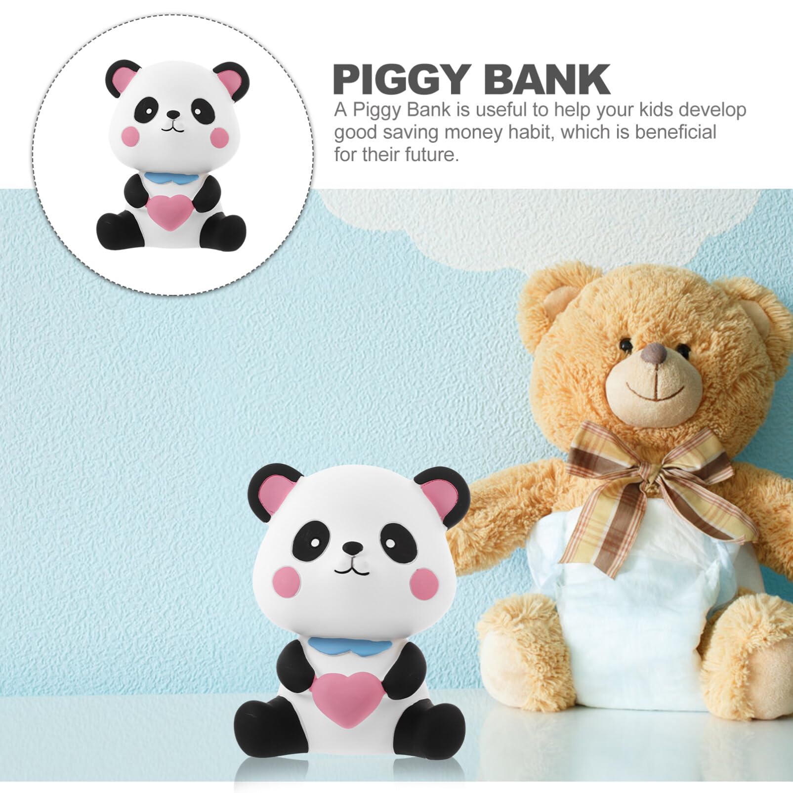 Zerodeko Bonita Alcancia de Panda, Inastillable, Hucha de Panda, Hucha de Animales, para Niños y Niñas, Decoración del Hogar