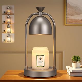 Grey Candle Warmer Lamp with Timer-Modern Room Decor Aesthetic Vintage, Gifts for Women,Dimmable Wax Melt Warmer for Scented Wax with 2 Bulbs