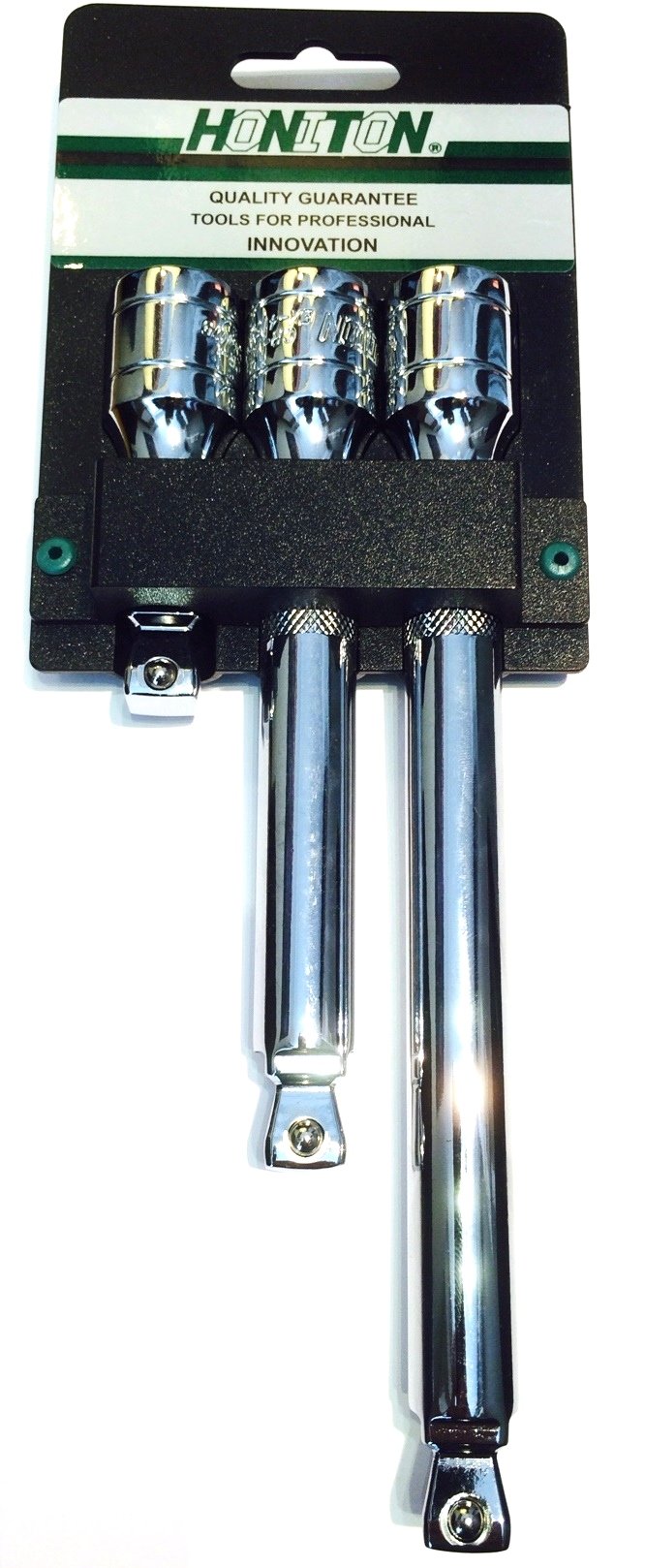 HONITON 1/2" Extension bar Set 3 pcs, 75, 150 & 200 mm, Ball Ended (H 4003), Chrome, Variety pack