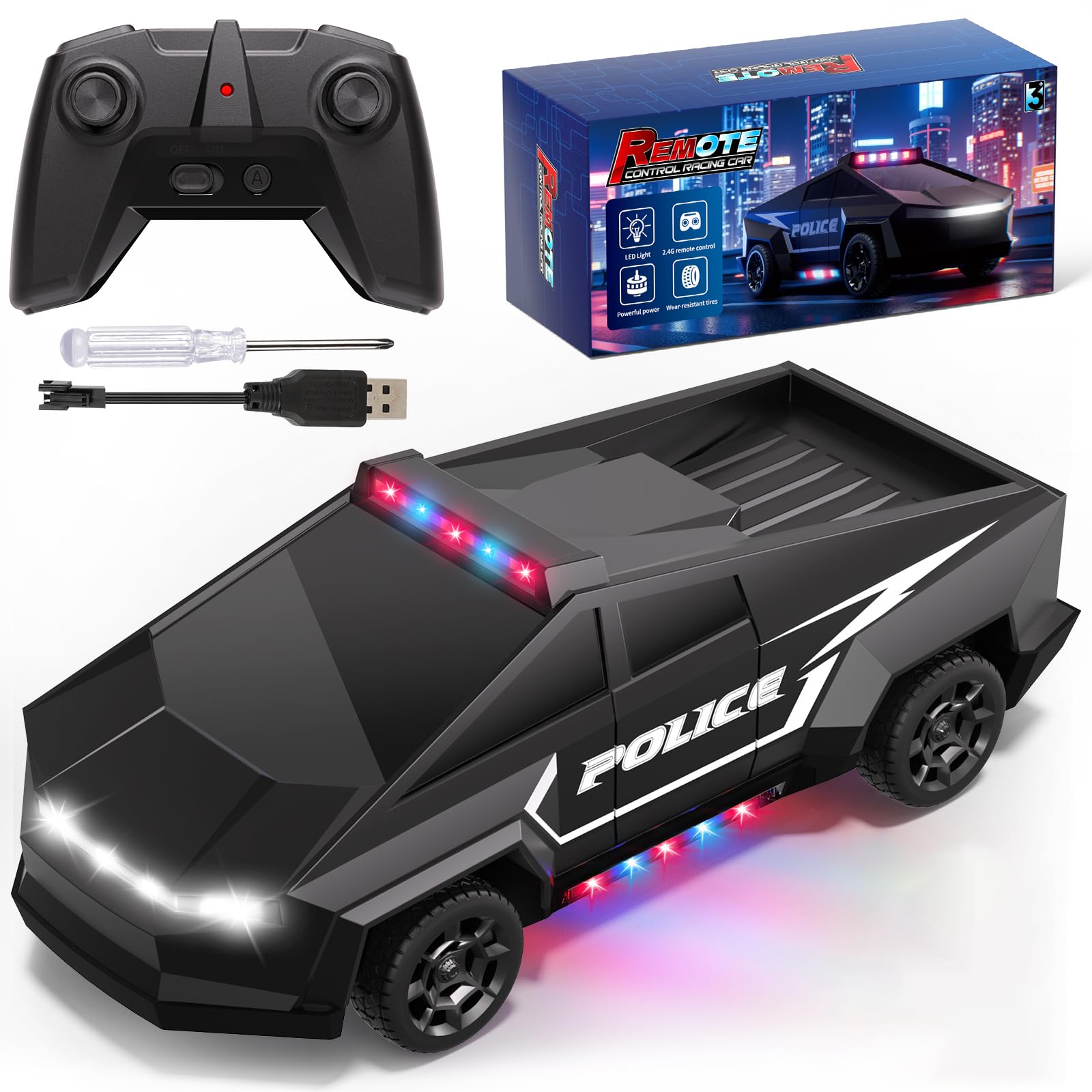 Police Cars for Kids Ages 4-8 - Remote Control Car 1 22 RC Trucks Toy for Boys RC