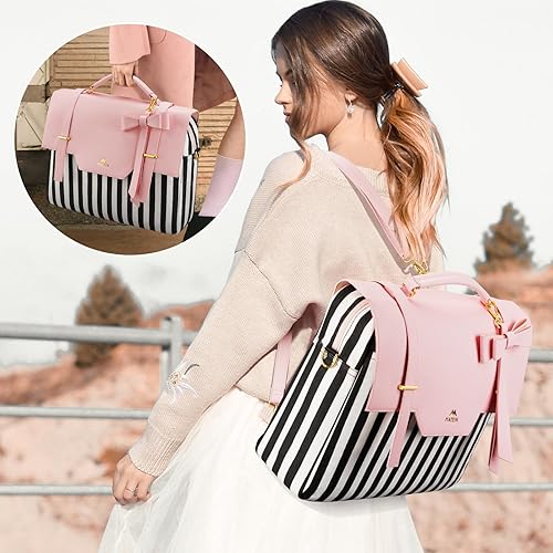 Miniatura 7 de MATEIN Maletín para mujer, mochila convertible de 15.6 pulgadas para laptop con lazo, linda mochila Kawaii para computadora, bolsa cruzada para