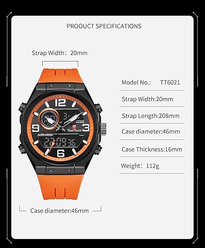 Miniatura 3 de Mens Watches Analog Digital Quartz Waterproof Sport Watches for Men Chronograph Alarm Multifunctional Wrist Watch with Silicone Strap