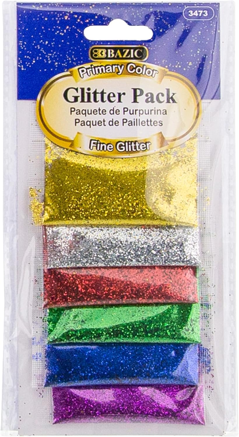 BAZIC Glitter Shaker 6 Primary Color, Sparkling Powder for Kids Slime Paints Crafts Nail Art Polish Skin Halloween Party (12g/Pack), 1-Pack : Everything Else