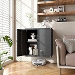 GREATMEET Armoire murale en métal, Armoire de rangement murale avec serrure pour le rangement du garage, Armature flottante avec portes et plateau réglable pour la salle d'utilité,armoires à outils