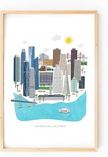Lindsey Kay Collective San Francisco Skyline Art Print 12x16 | Wall Art | Illustration | Buildings | Downtown | Cityscape | California | Aesthetic | Poster | Wall Art | Gift | Unframed (San Francisco)