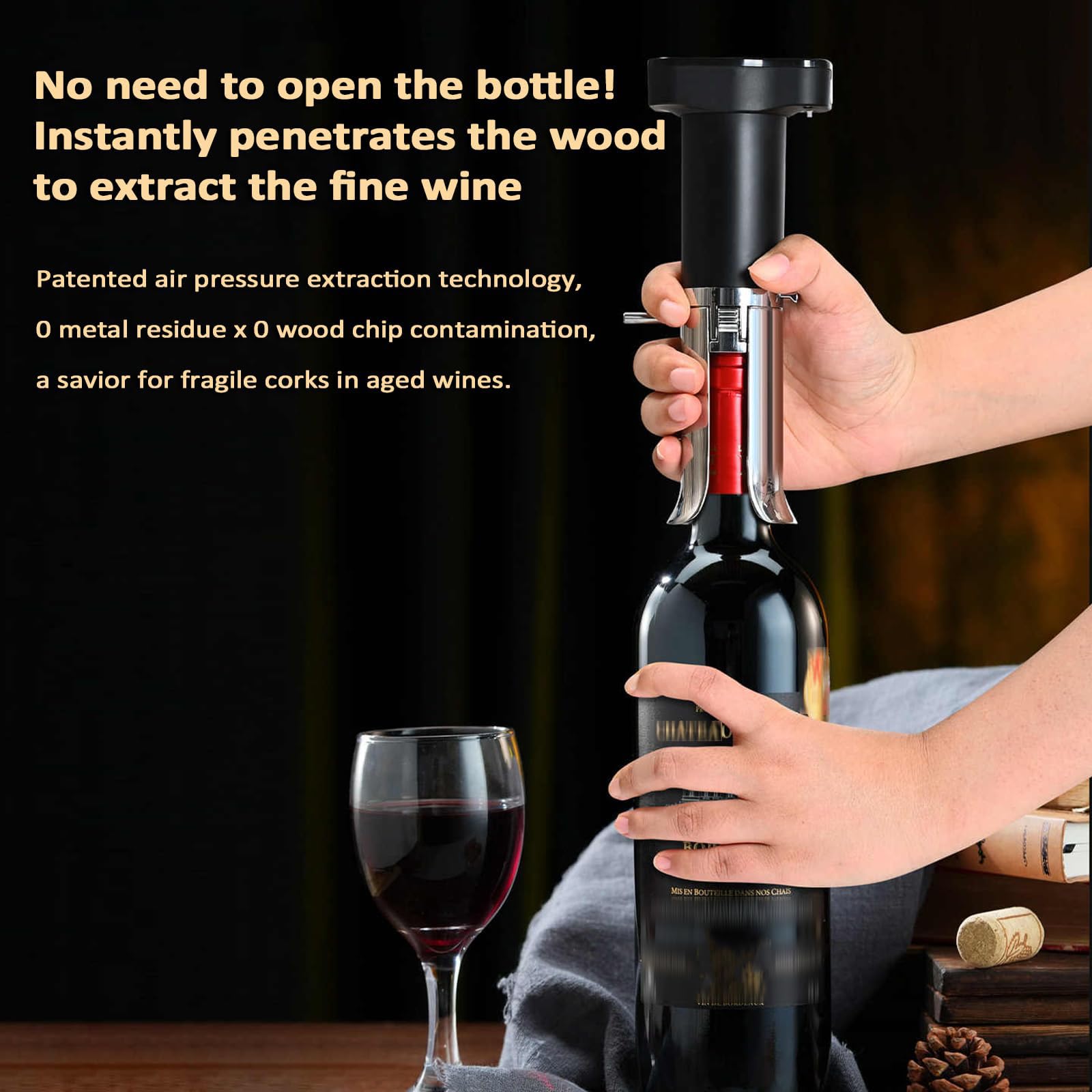 Décanteur électrique pour décanter instantanément le vin sans ouverture nécessaire, débit 5-7 ml/s pour un versement sans effort et une saveur améliorée