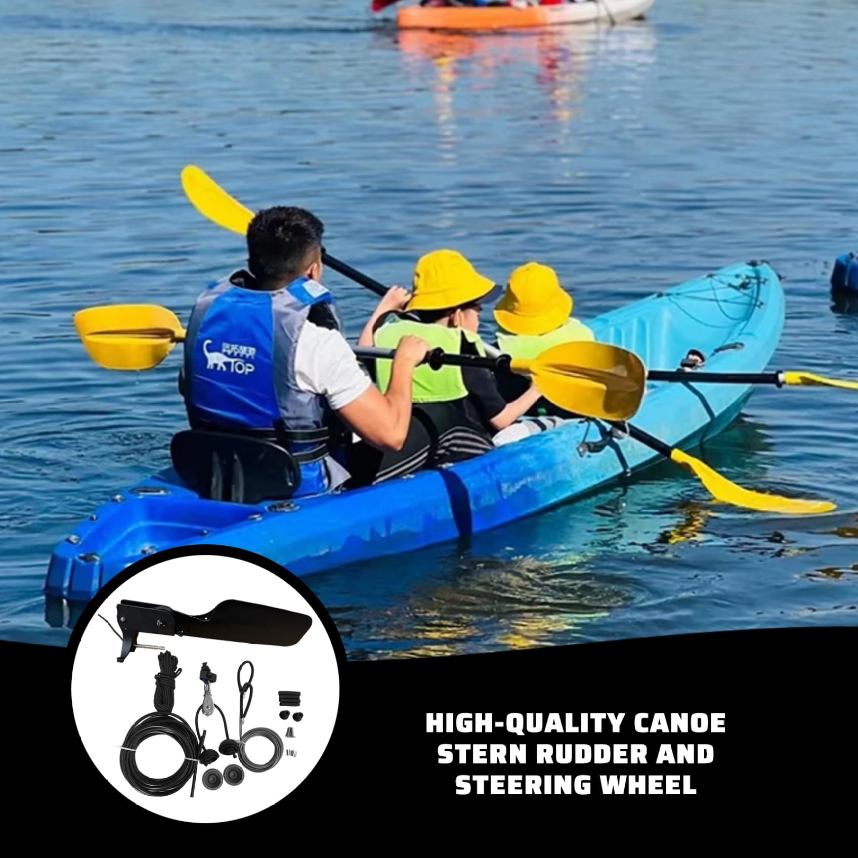 Kit timone per kayak, 1 set, facile da installare, accessorio nero