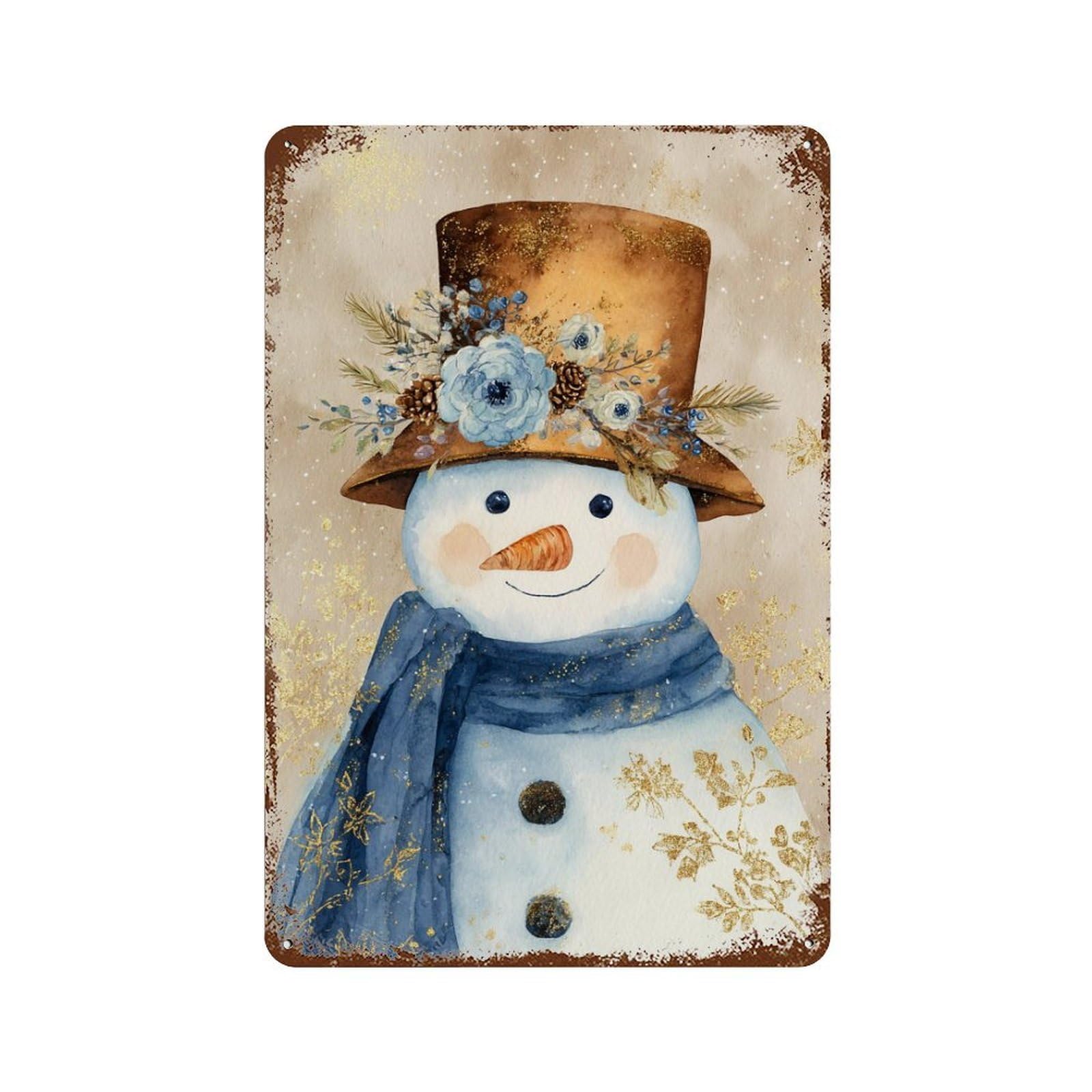 Distressed Metal Wall Sign with Winter Wonderland Snowman-2 Design 11.8"x7.9", for Garage, Bar And Workshop Decor, Vintage Wall Decor